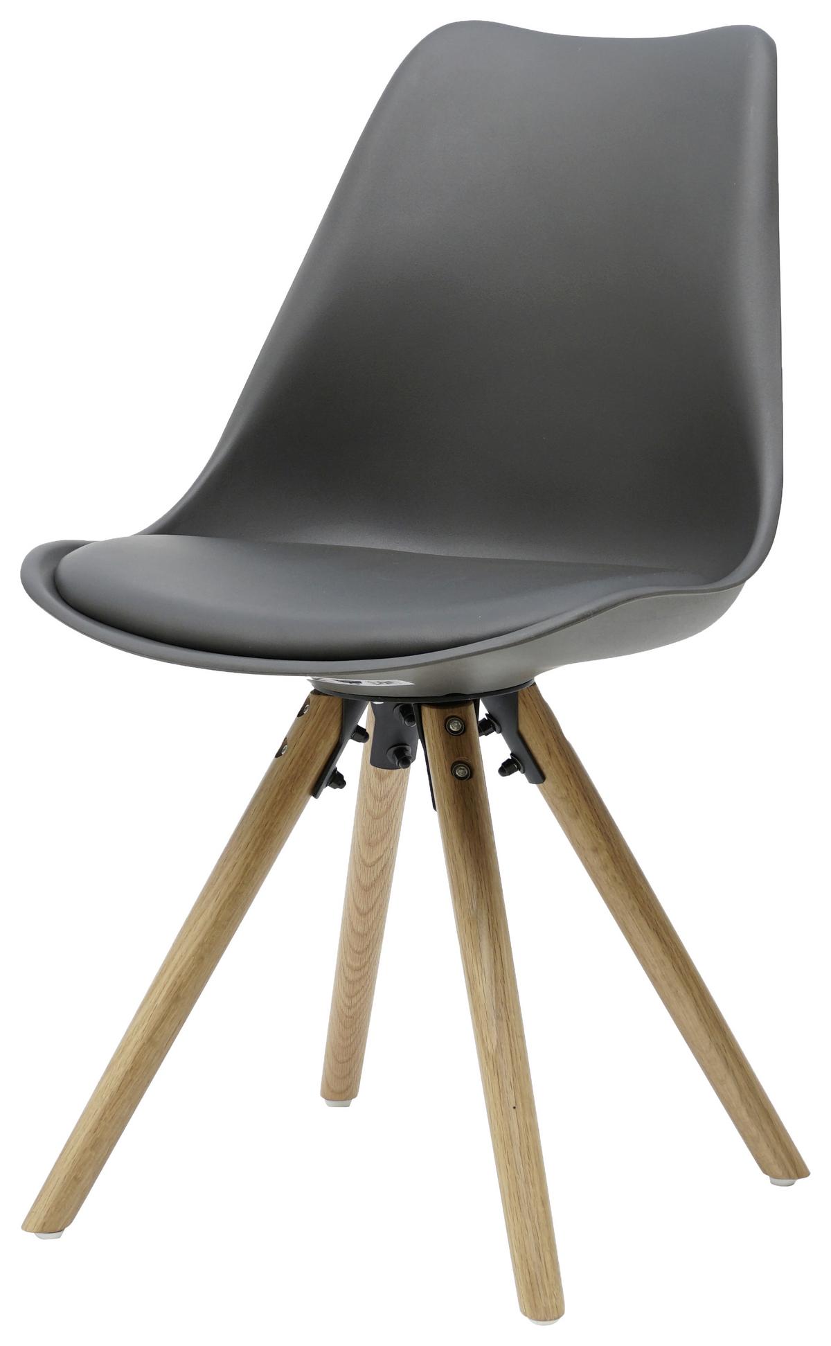 Stol Lilly -Based-, Siva - siva/barve hrasta, Moderno, umetna masa/les (48/81/57cm) - Based