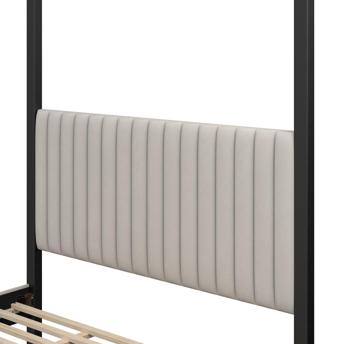 Pat tapițat bej Mona cca 180X200 bej - gri deschis/maro deschis, Modern, lemn/metal (180/200cm) - Bessagi Home