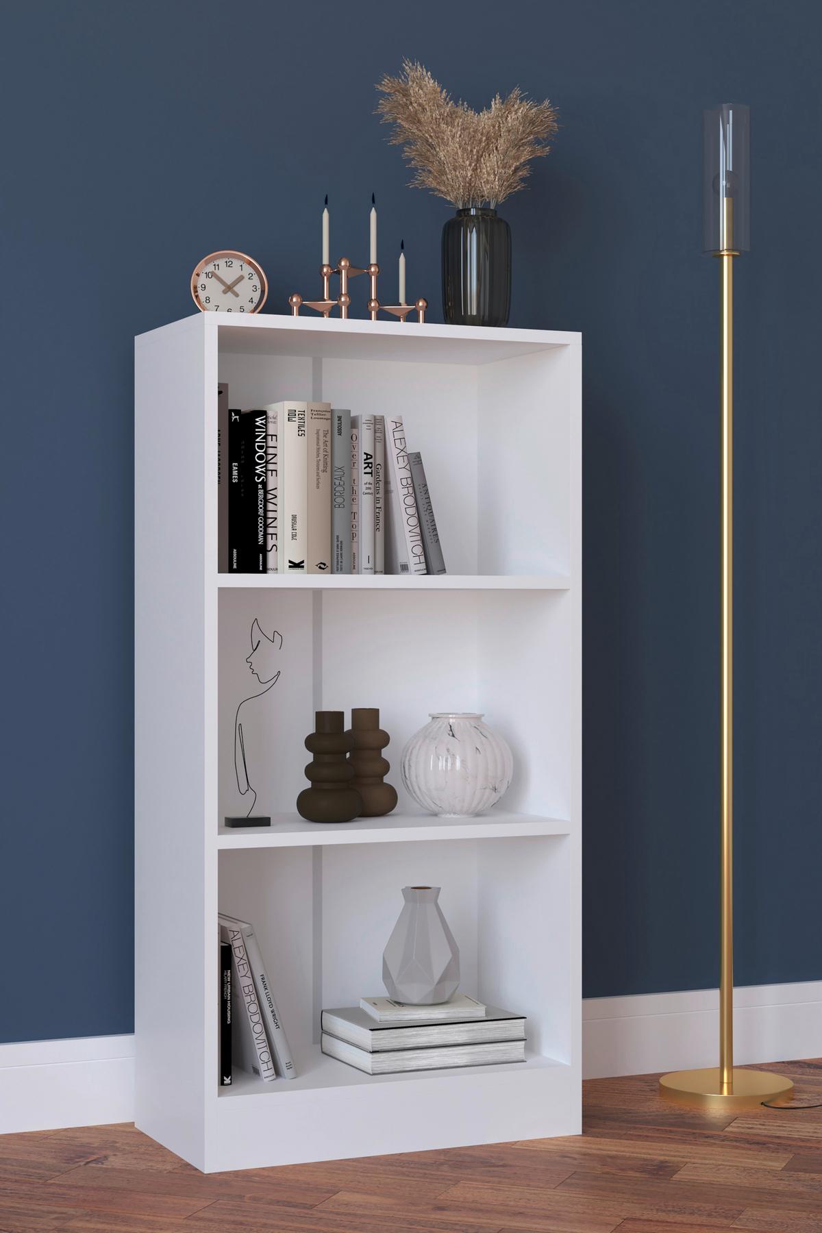 Regal Dilos, Bela - bela, Moderno, leseni material (56/114/30cm) - MID.YOU