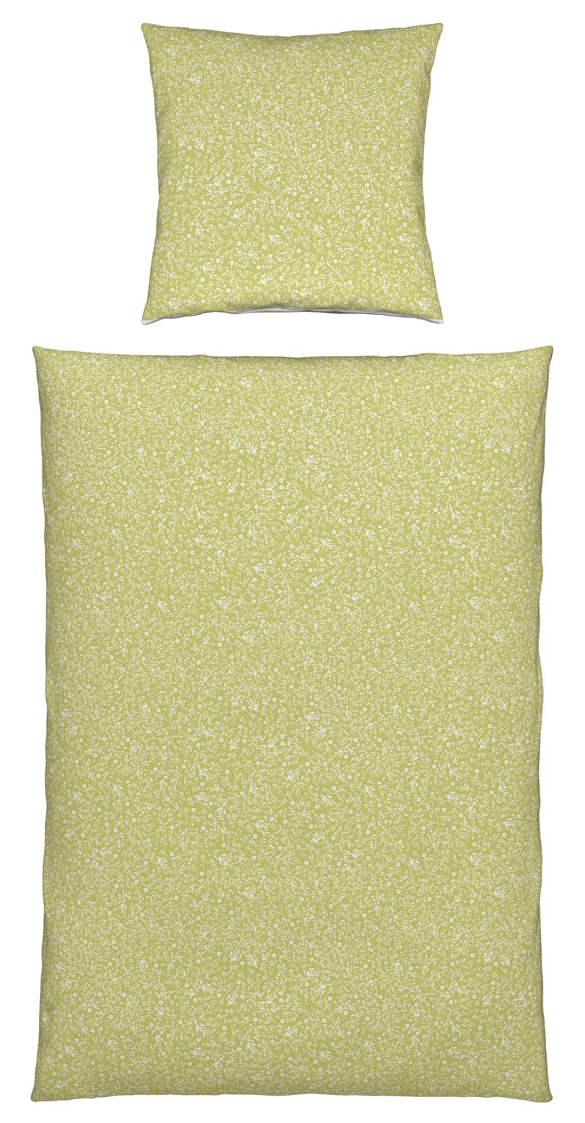 Bettwäsche Barn Flower in Grün/Weiss ca. 135x200cm - Weiß/Grün, KONVENTIONELL, Textil (135/200cm) - Modern Living