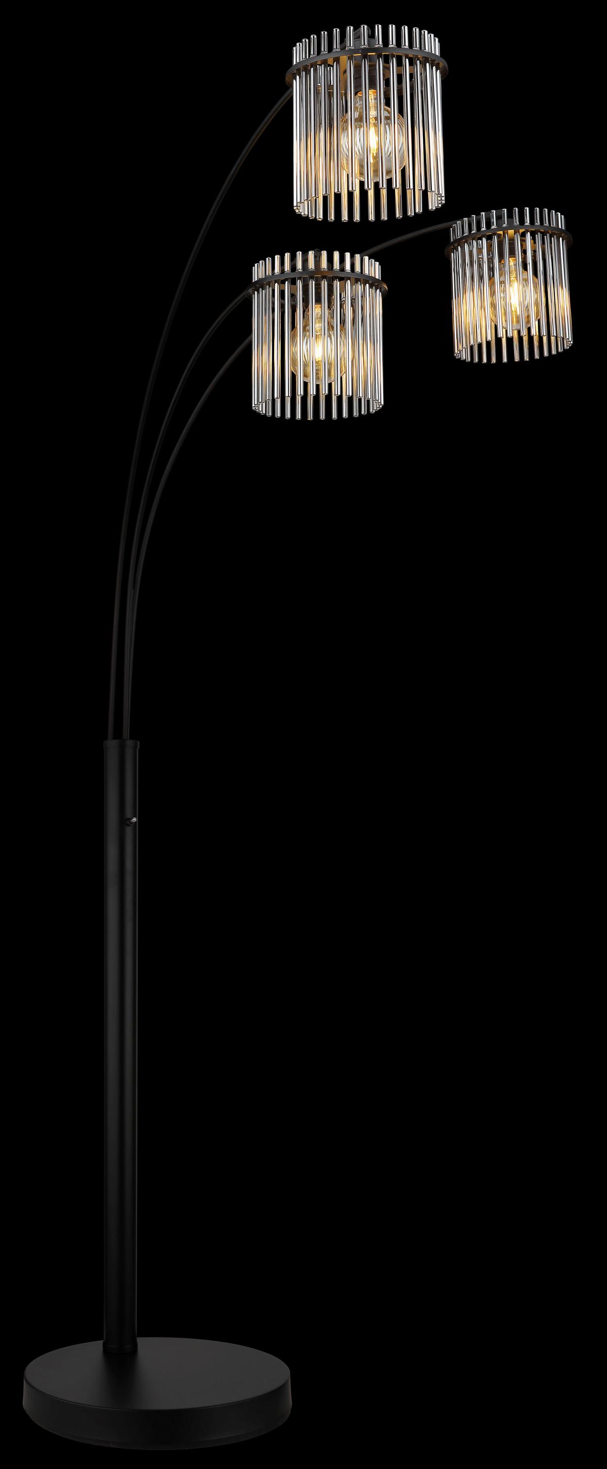 STEHLEUCHTE 15698-3S GORLEY - Schwarz/Grau, Basics, Glas/Kunststoff (100/160/180cm) - Globo