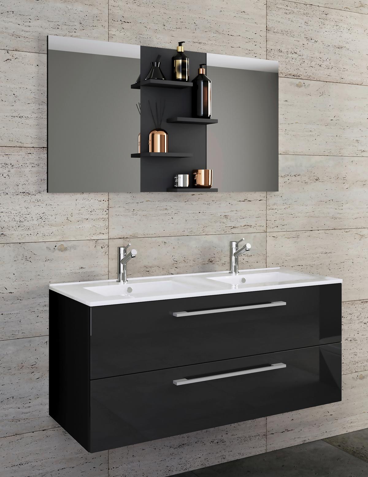 Kopalnica Budasi, Črna - črna/bela, Moderno, leseni material/keramika (112cm) - MID.YOU