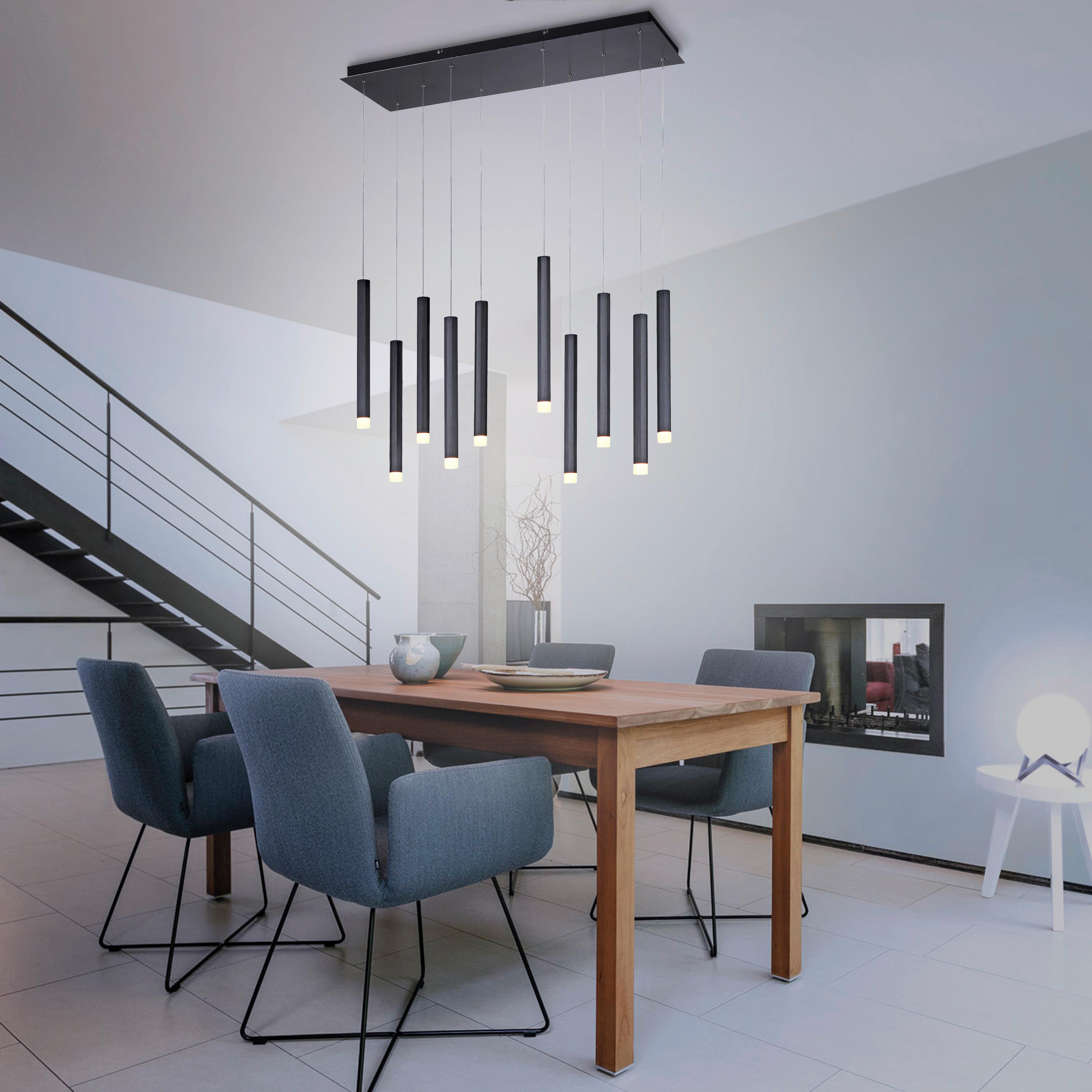 LED-Hängeleuchte Bruno max. 52 Watt - Schwarz, Design, Kunststoff/Metall (89/30/120cm)