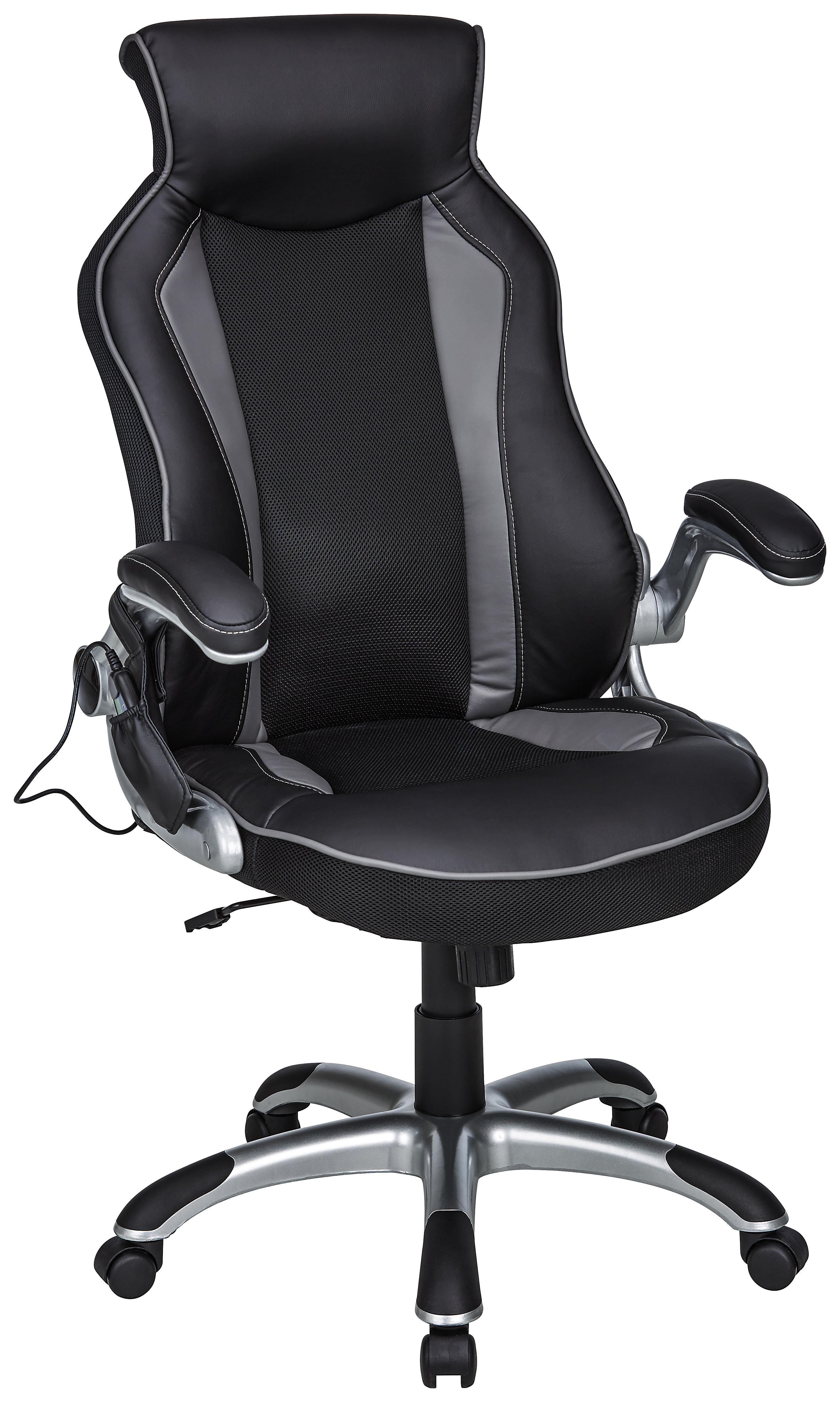 Chefsessel Schwarz/Grau - Hellgrau/Schwarz, MODERN, Kunststoff/Textil (72/117,5-125/70cm) - Premium Living