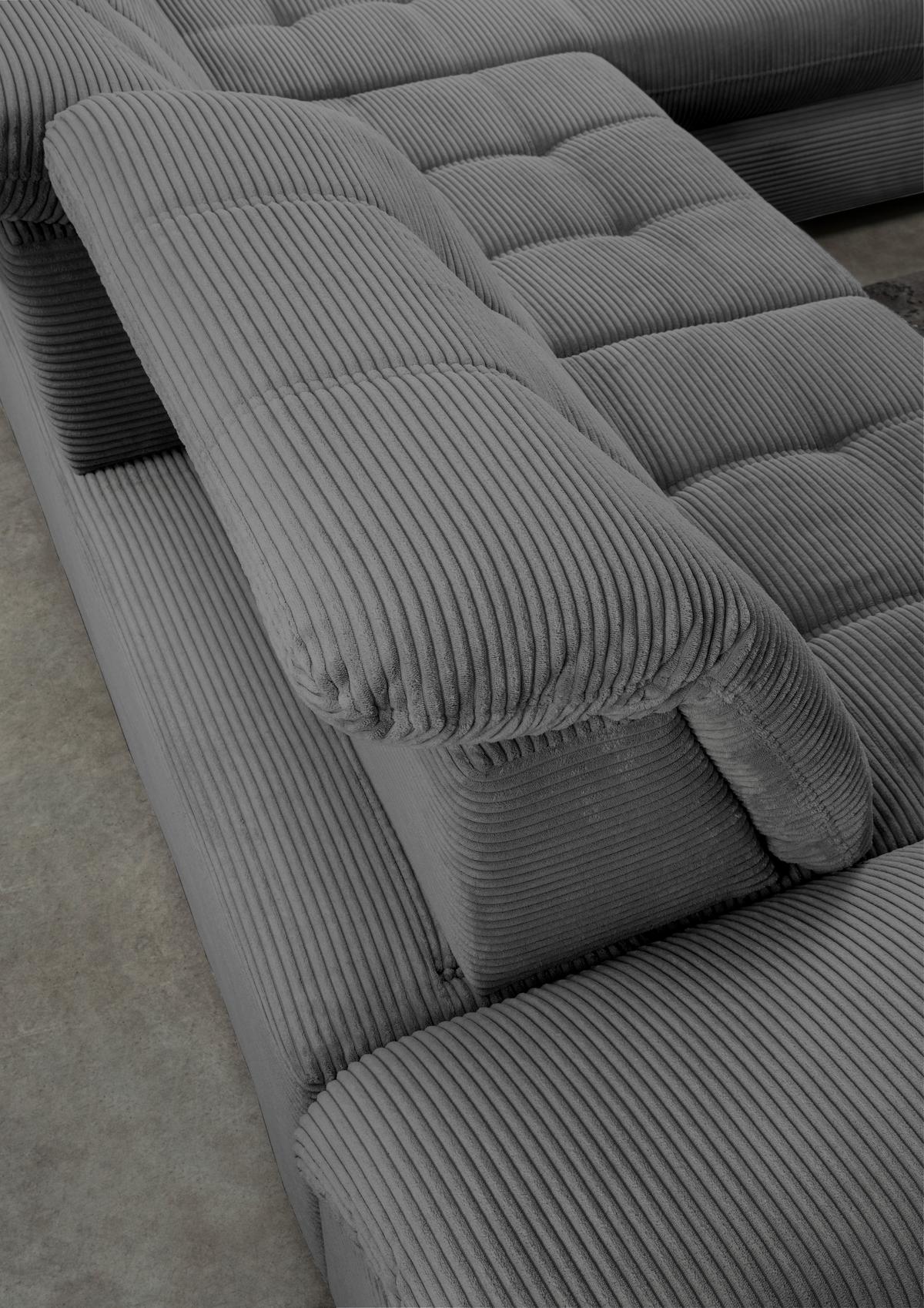Ecksofa mit Bettkasten Rigatti ca. 314x184 cm Grau - Schwarz/Grau, MODERN, Textil/Metall (314/184cm) - Livetastic
