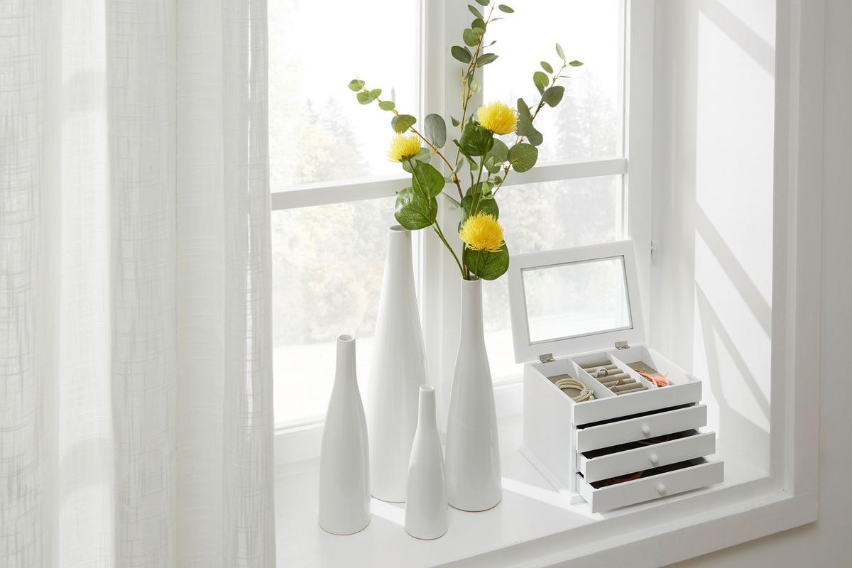Vase Plancio in Weiss - Weiss, Modern, Keramik (5,5/20.5cm) - Modern Living
