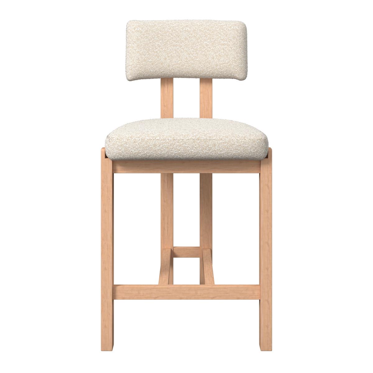 Barhocker Jonna Creme Bouclé Gepolstert - Creme/Naturfarben, MODERN, Holz/Textil (51/102/54cm) - Bessagi Home