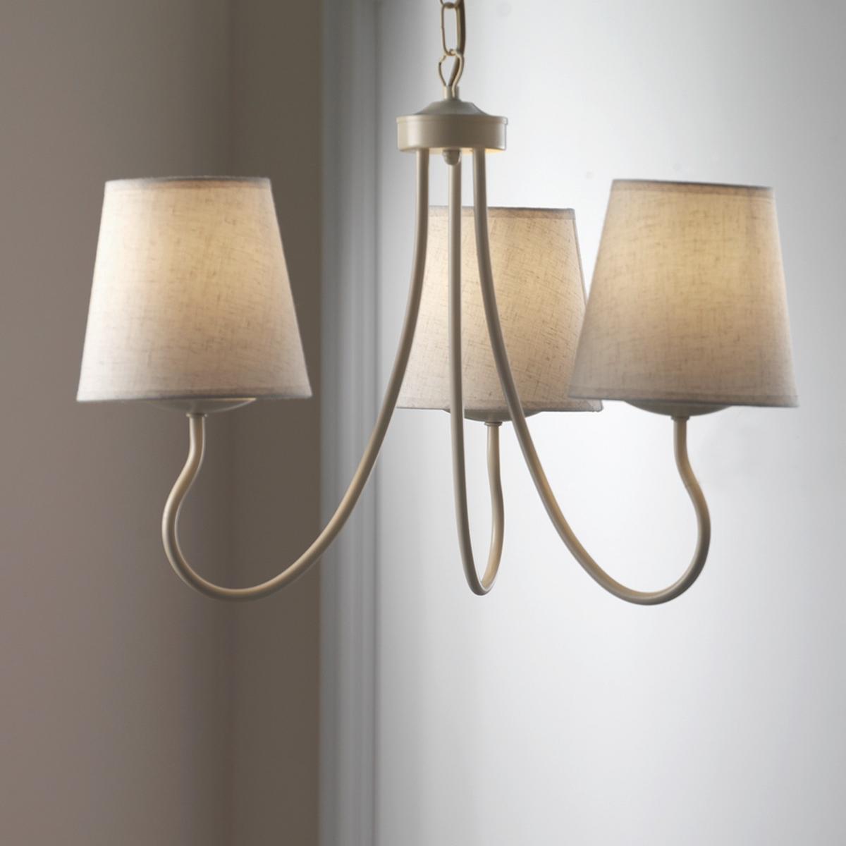 Kronleuchter Margot Weiß max. 6 Watt - Weiß, KONVENTIONELL, Textil/Metall (45/100cm)