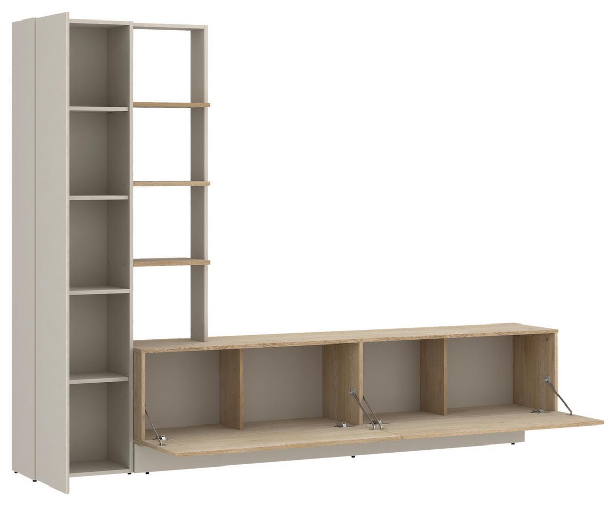 Ansamblu mobilier camera de zi RODA - cașmir/culoare lemn stejar, Trend, material pe bază de lemn (230/180,3/41,6cm) - Modern Living