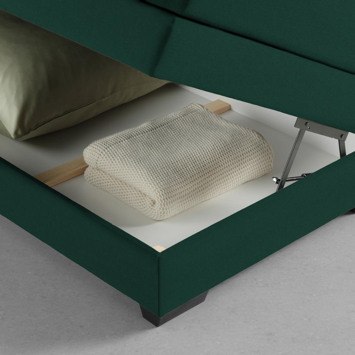 Boxspringbett Sevilla Dunkelgrün ca. 180x200cm - Dunkelgrün/Schwarz, KONVENTIONELL, Holz/Kunststoff (180/200cm) - Premium Living