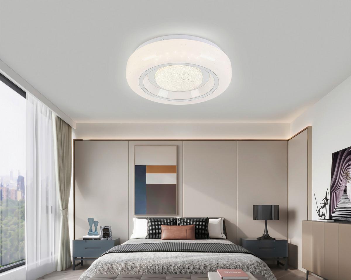 Led-deckenleuchte Ali Weiss/chromfarben Max.12 Watt - Chromfarben/Weiss, Modern, Kunststoff/Metall (26/26/5,5cm) - Mömax