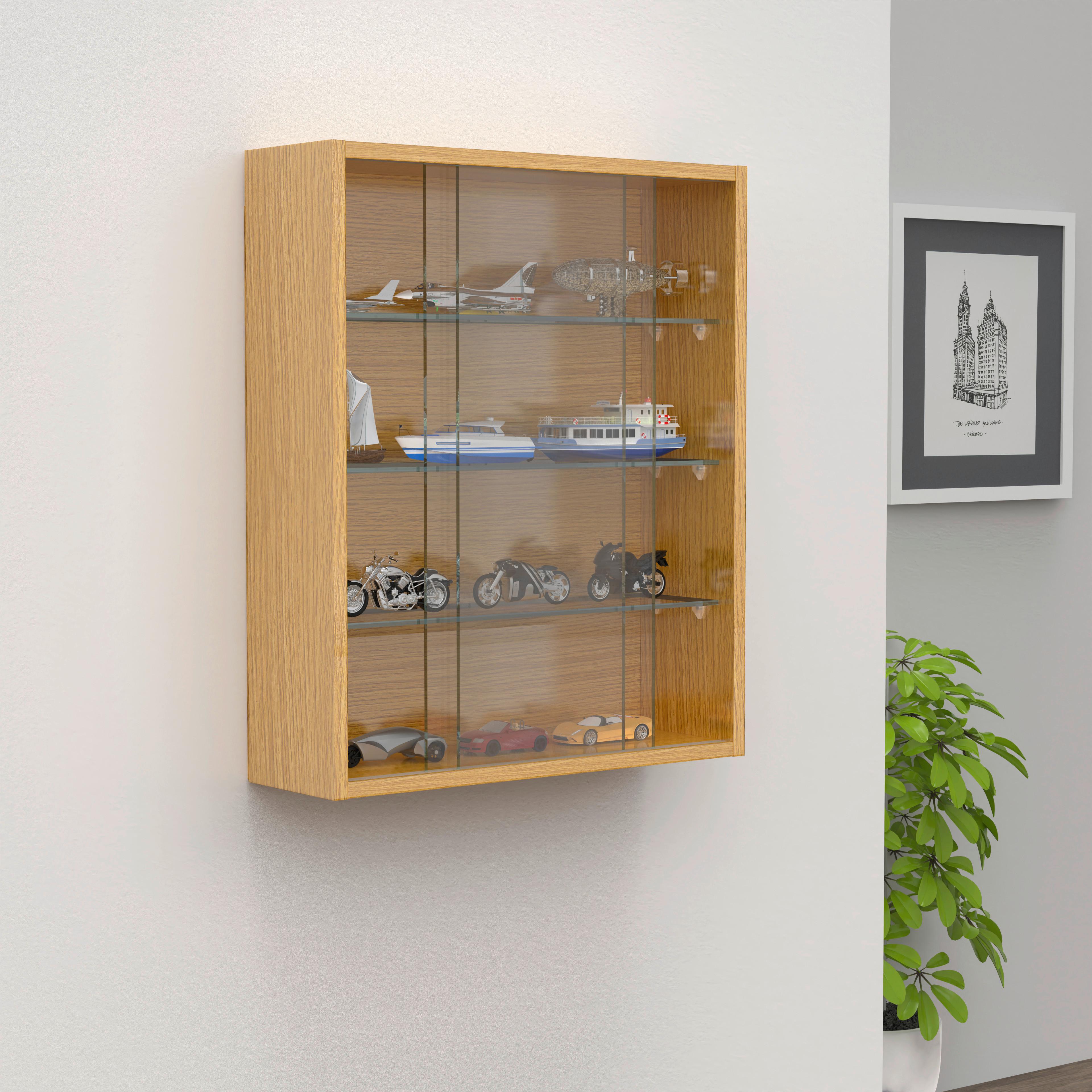 HÄNGEVITRINE DRIVALO M - Honigeiche/Transparent, Design, Glas/Holzwerkstoff (50/60/15cm) - MID.YOU
