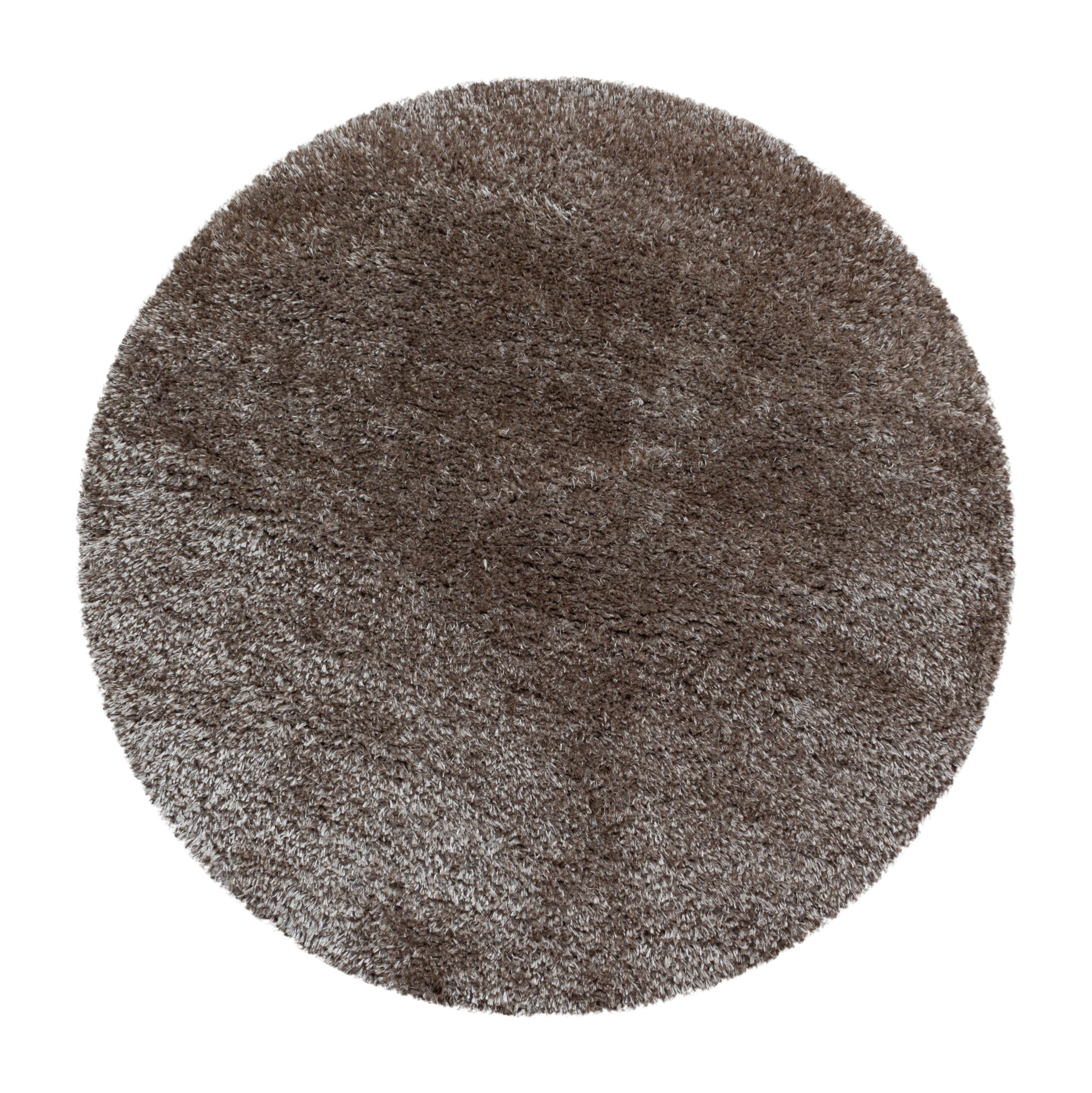 Hochflorteppich Brilliant Taupe Ø ca. 120cm - Taupe, Basics, Textil (120cm)