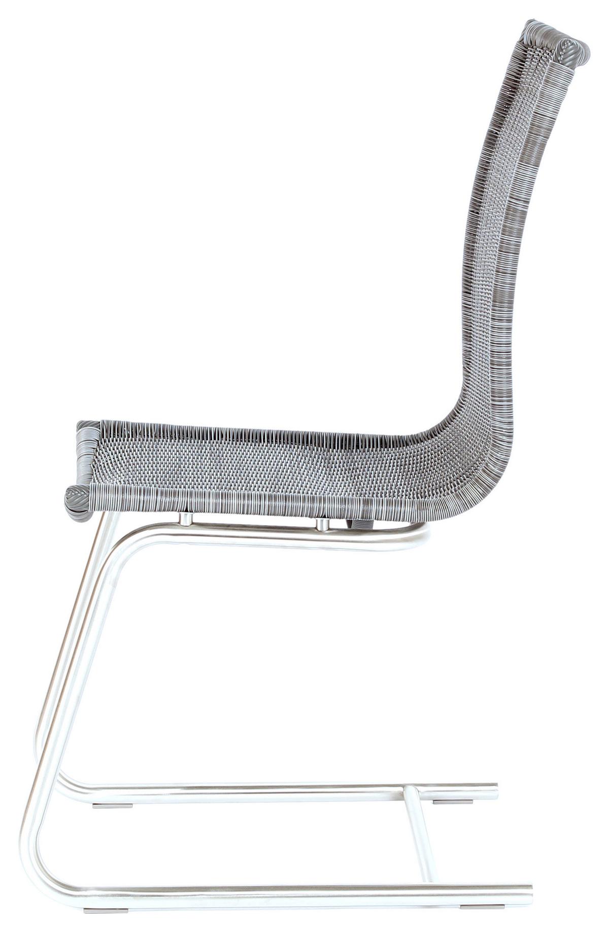 KRZESŁO NA PŁOZIE MARKUS - kolor stalowy/szary, Design, tworzywo sztuczne/metal (43/95,5/57,5cm) - Novel