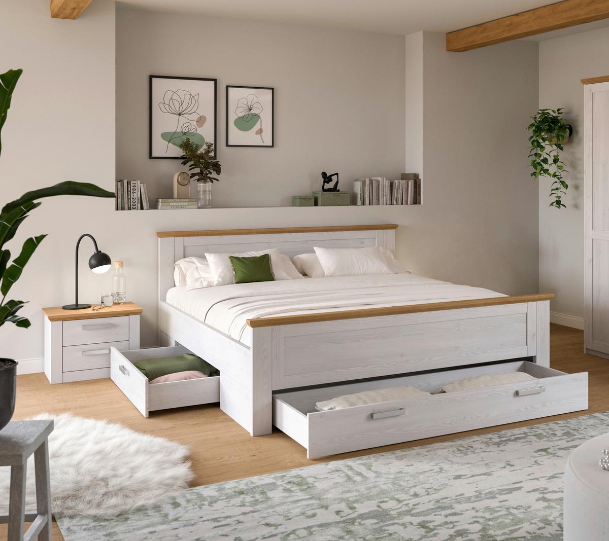 Schlafzimmer VERONA 3-teilig Lärchefarben, Eiche Artisan - Lärchefarben/Eiche Artisan, ROMANTIK / LANDHAUS, Holzwerkstoff - Livetastic
