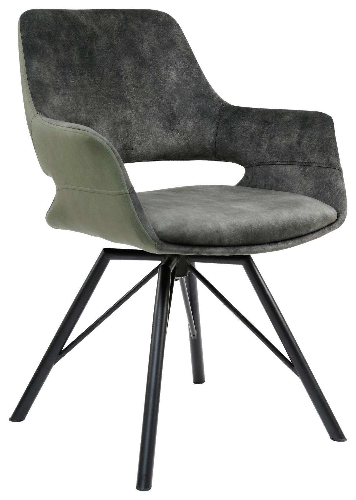 Stolica S Rukonaslonima Adriana - zelena/crna, Moderno, drvo/metal (61/85/63cm) - Premium Living