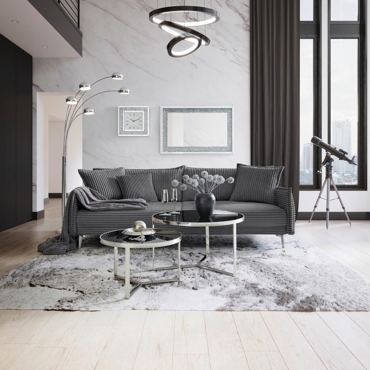 Mega Sofa Kiss - plavkastosiva/boje kroma, Moderno, drvo/metal (241/90/117cm) - Mömax