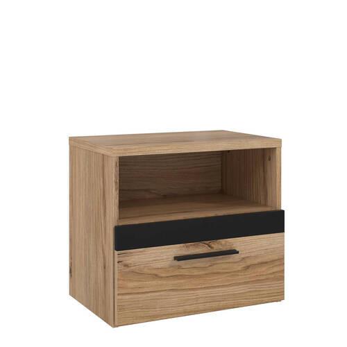 Éjjeliszekrény Dalate - fekete/tölgyfa, Modern, műanyag/faalapú anyag (50,2/45,2/33,8cm)