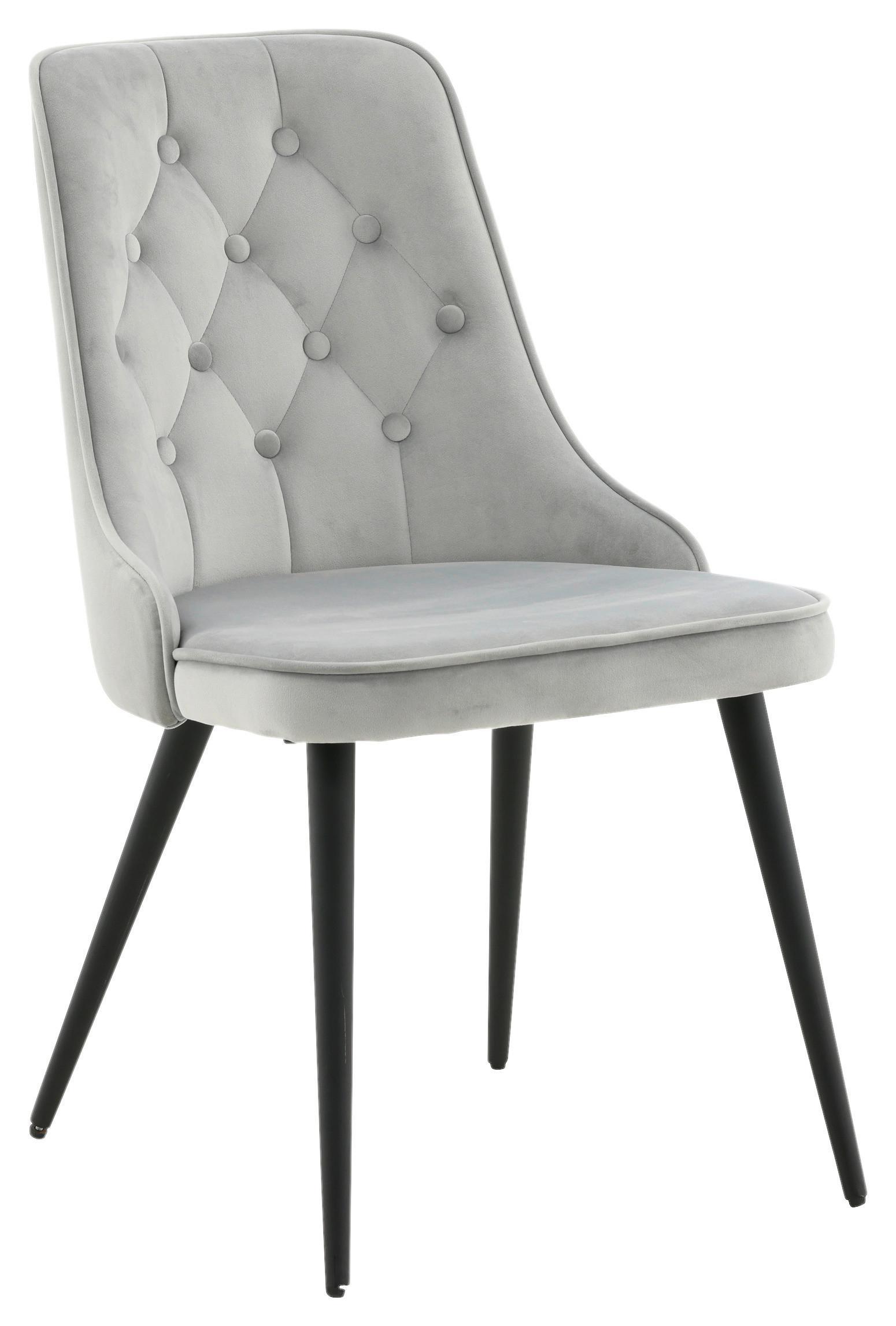 STUHL-SET VELVET DELUXE - Hellgrau/Schwarz, Design, Kunststoff/Textil (50/88,5/66cm) - Livetastic