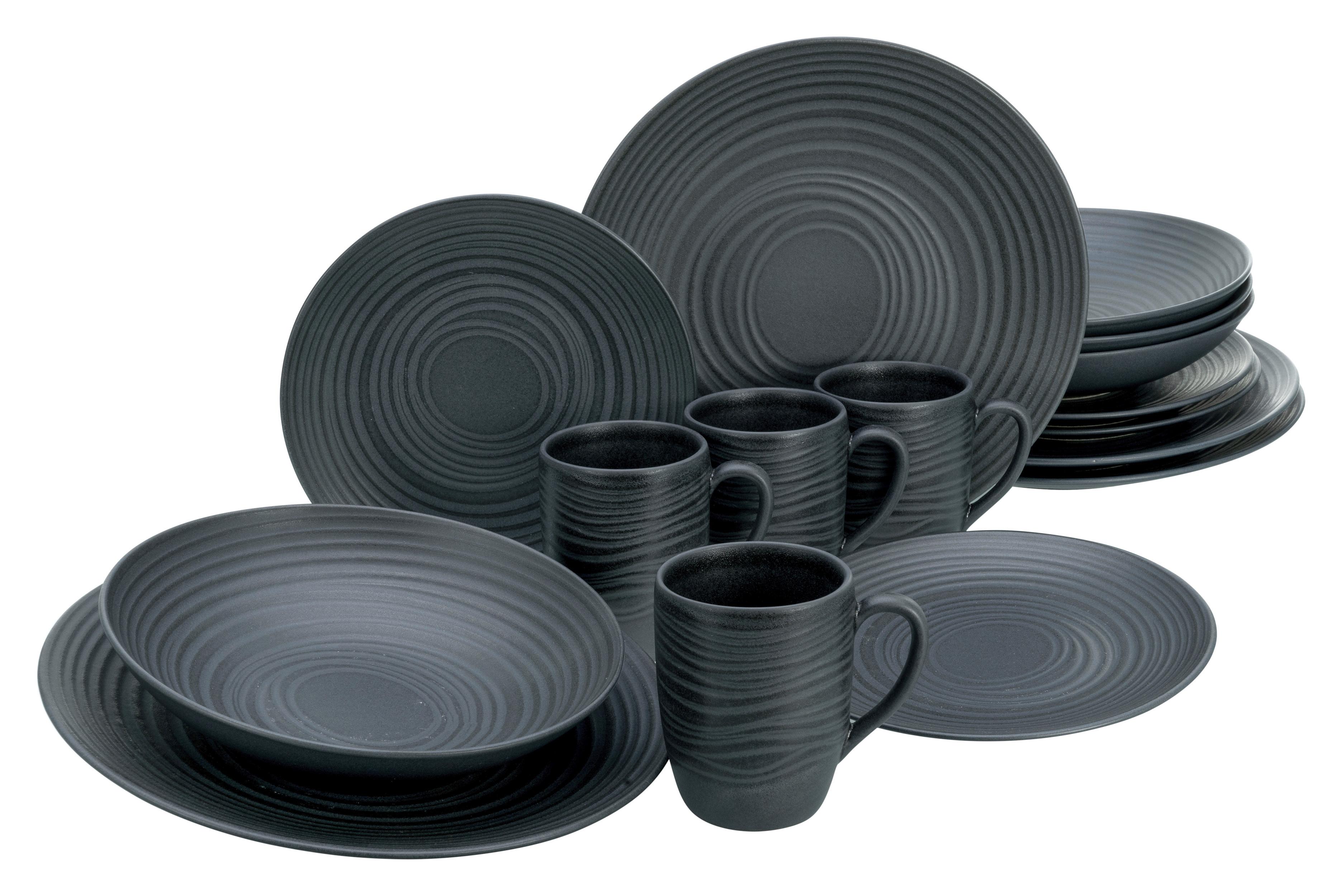 Kombinirani Servis Lava Stone Black, 16-Delni - črna, Basics, keramika - Creatable
