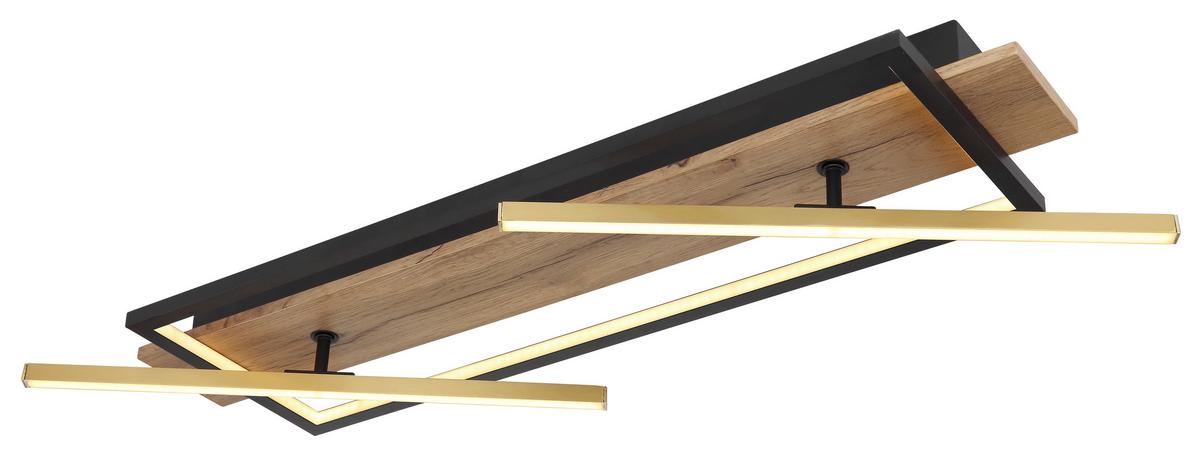 Stropna Led-svetilka Beatrix, S Sijalko - črna/temno rjava, Design, kovina/umetna masa (81,5/40,5/9cm) - Globo
