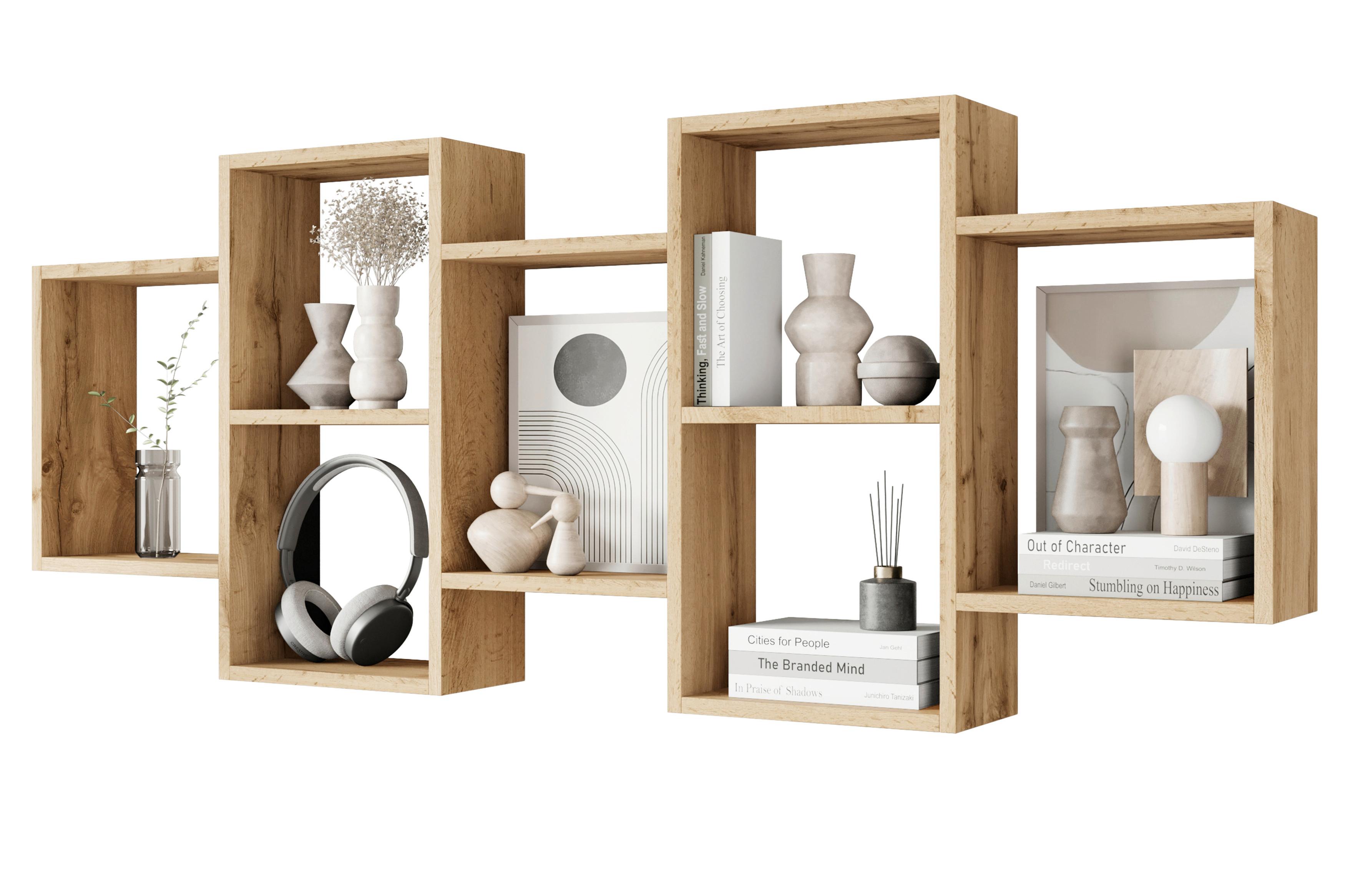 Stenski Regal Trio, Barva Hrasta - hrast wotan, Basics, leseni material (160,8/65cm) - P & B