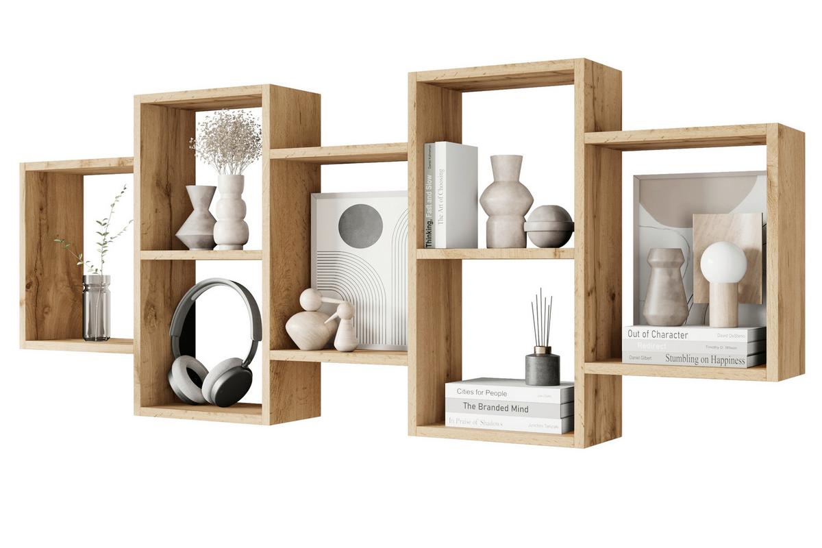 Stenski Regal Trio, Barva Hrasta - hrast wotan, Basics, leseni material (160,8/65cm) - P & B