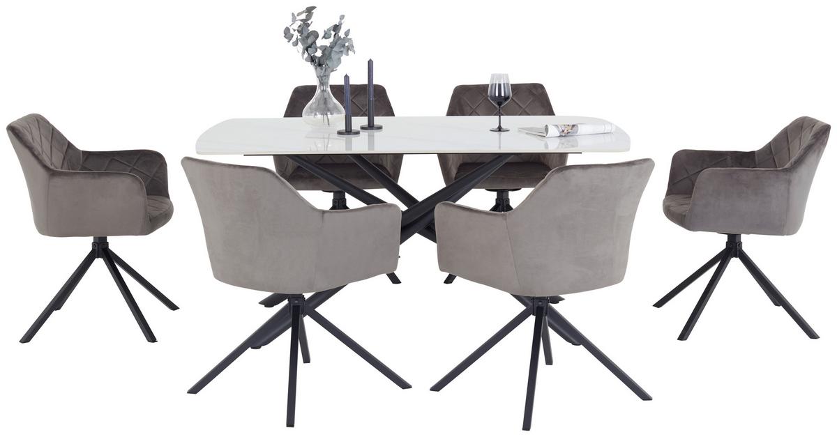 Jedilna Miza Mailand, Bela, 160 X 90 Cm - črna/bela, Trend, kovina/keramika (160/75/90cm) - Mömax