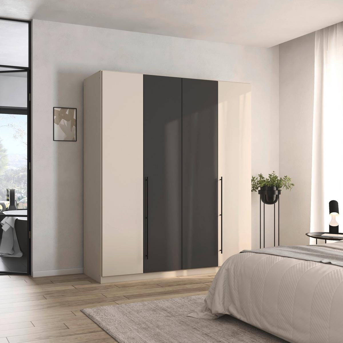 Kleiderschrank Safari Grau/Champagner - Champagner/Grau, KONVENTIONELL, Holzwerkstoff/Metall (181/210/54cm) - Based