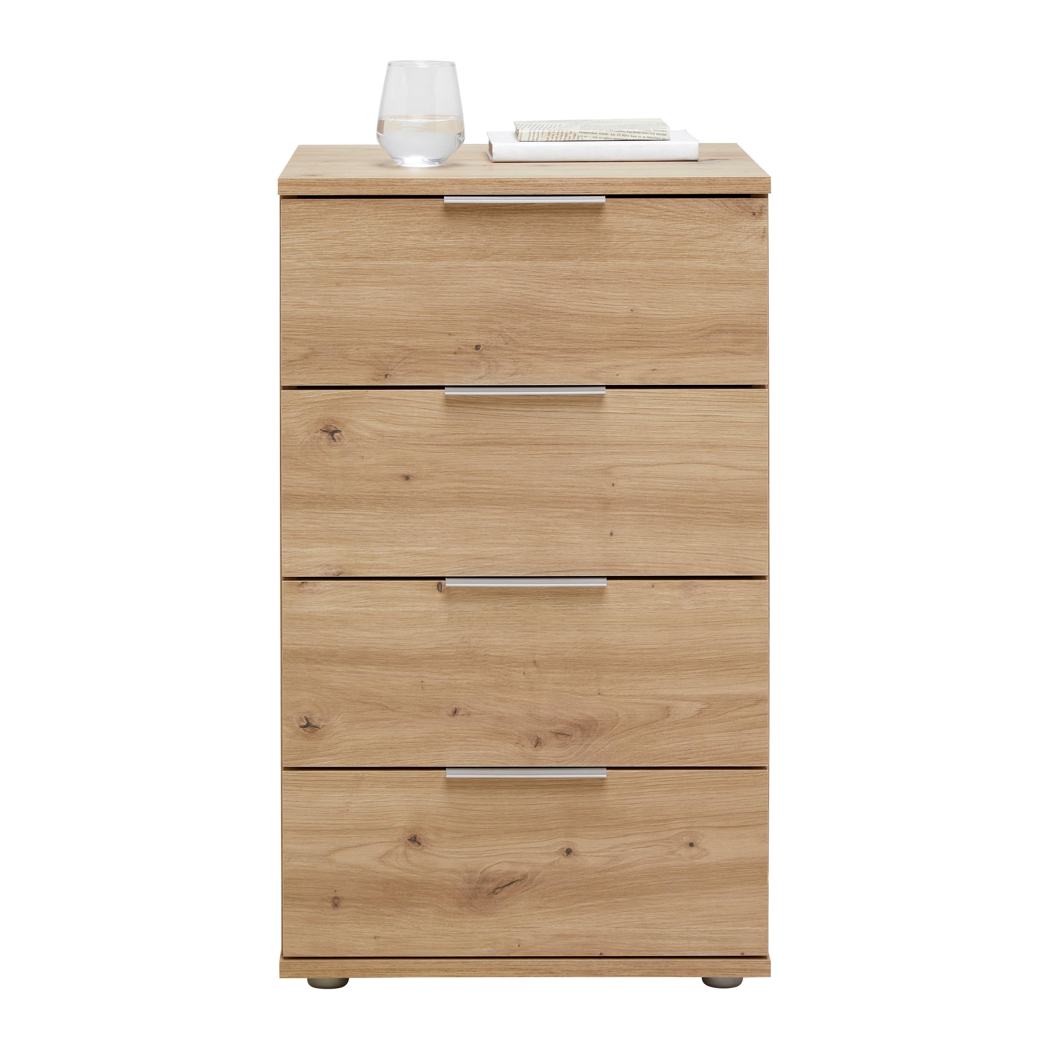 SÄNGBORD CUATRO - silver/ek Artisan, Klassisk, trämaterial/plast (46/79/42cm) - Modern Living