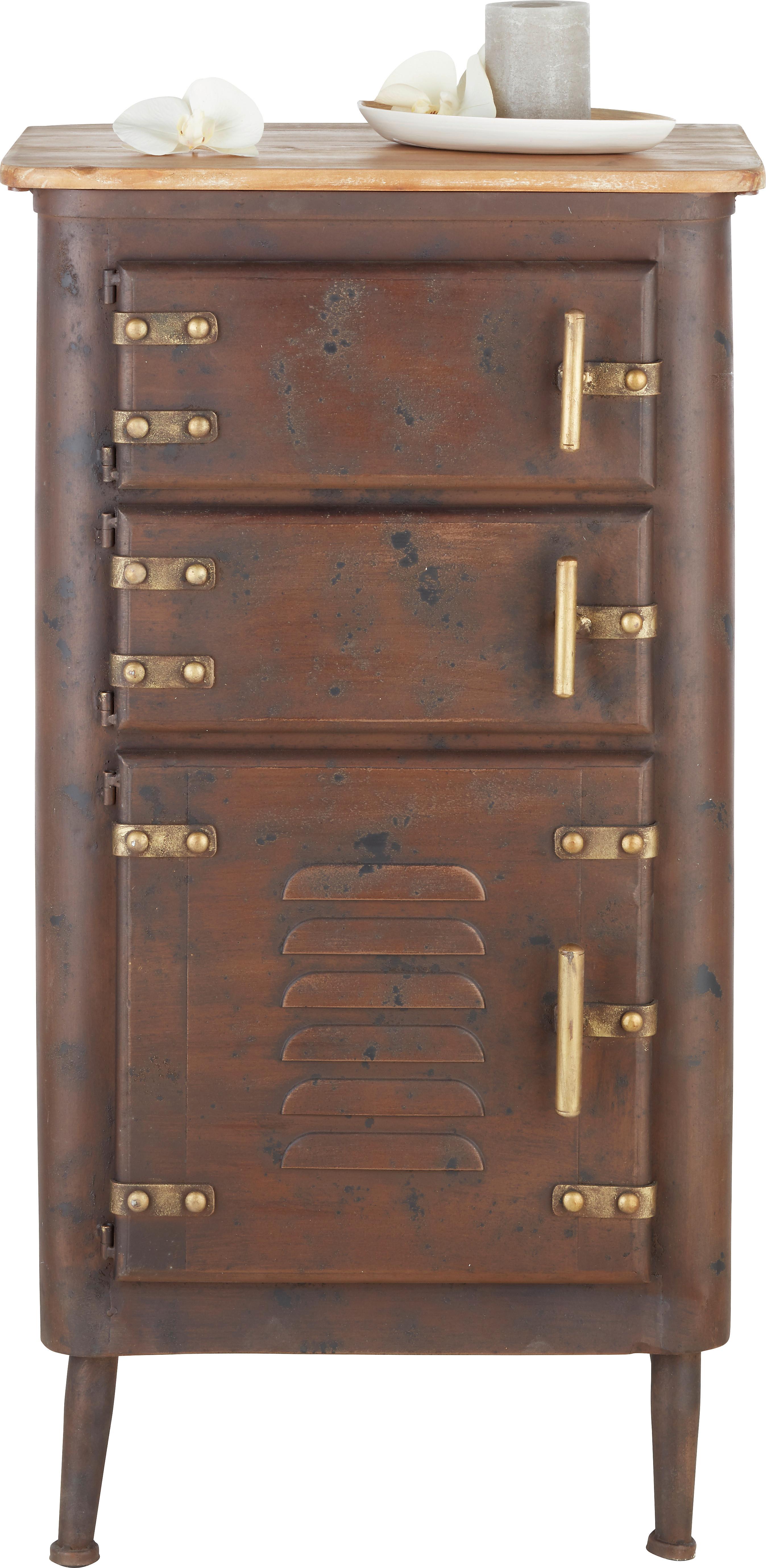 Kommode in Braun/Goldfarben - Goldfarben/Braun, Lifestyle, Holz/Metall (49/90,5/37cm) - Premium Living