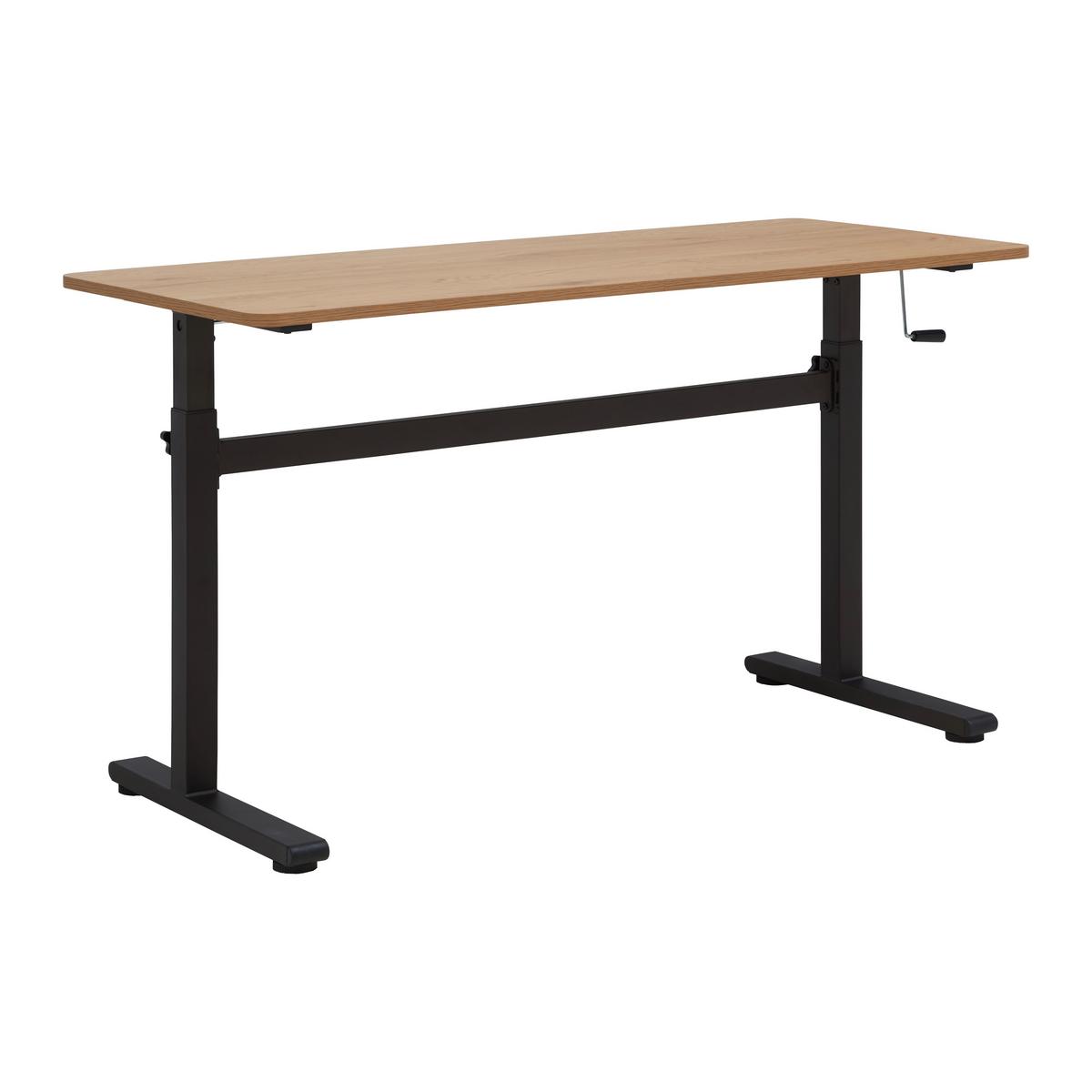 Schreibtisch Carmelo I in Schwarz/Eichefarben - Eichefarben/Schwarz, MODERN, Holzwerkstoff/Metall (140/70-117/60cm) - Mömax