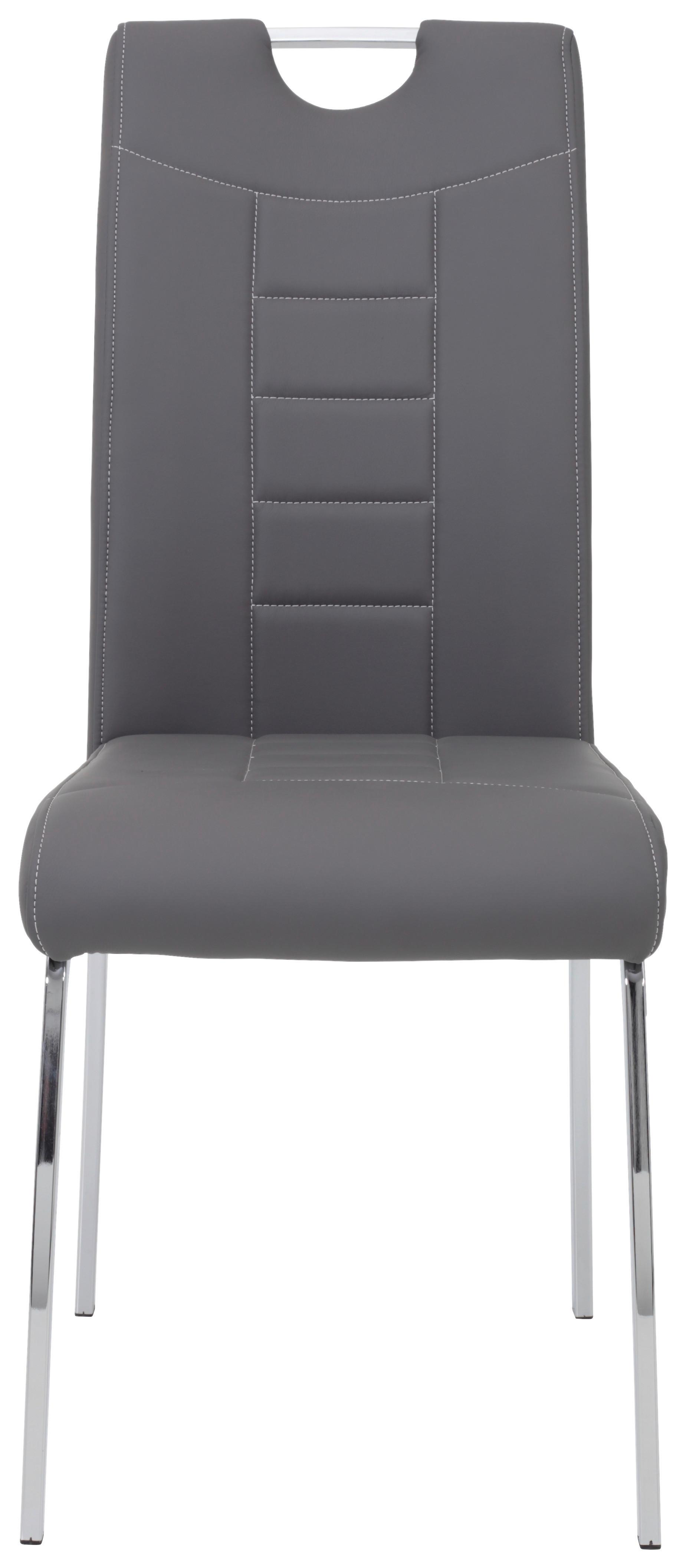 StuhL-Set Andrea Grau 4er-Set - Chromfarben/Weiß, MODERN, Textil/Metall (43/100/64cm) - MID.YOU