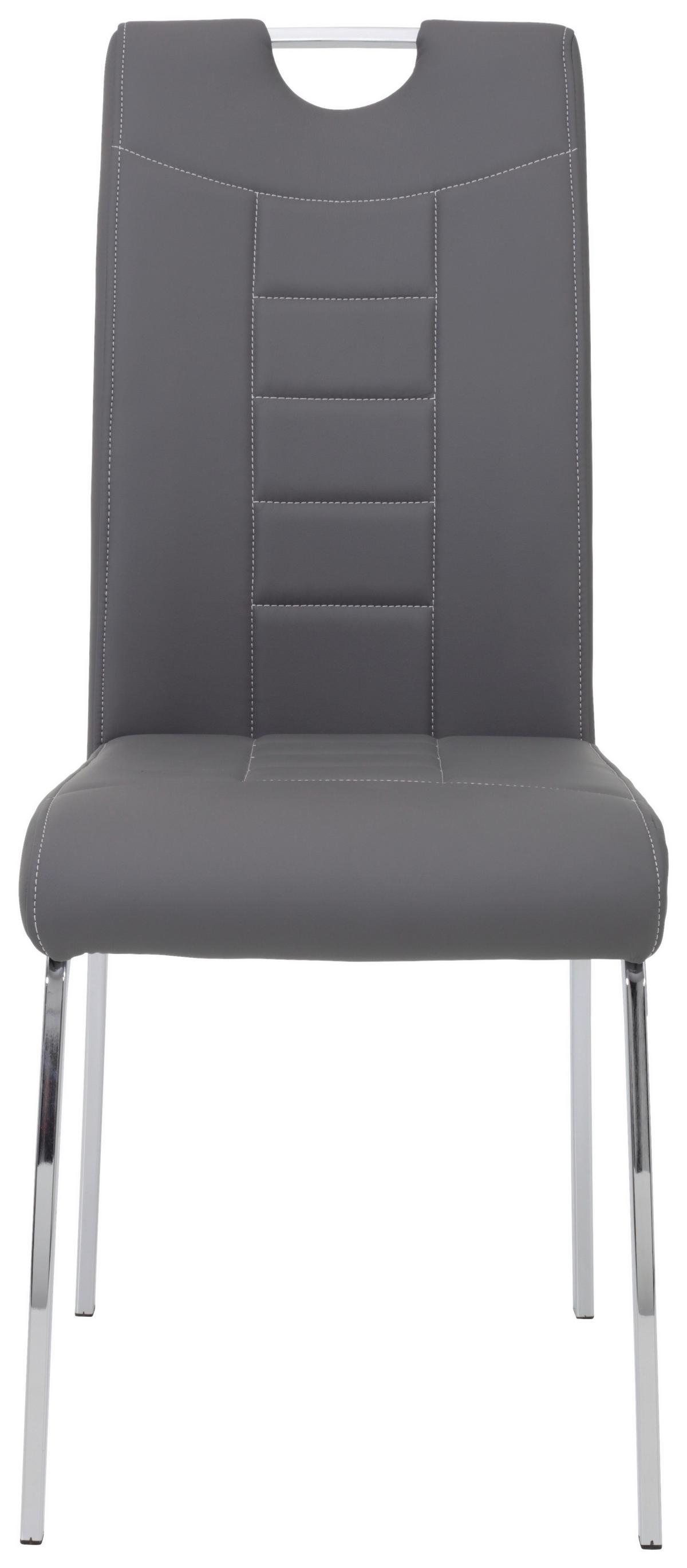 Stuhl-Set Andrea S Grau Lederlook - Chromfarben/Weiß, MODERN, Textil/Metall (43/100/64cm) - MID.YOU