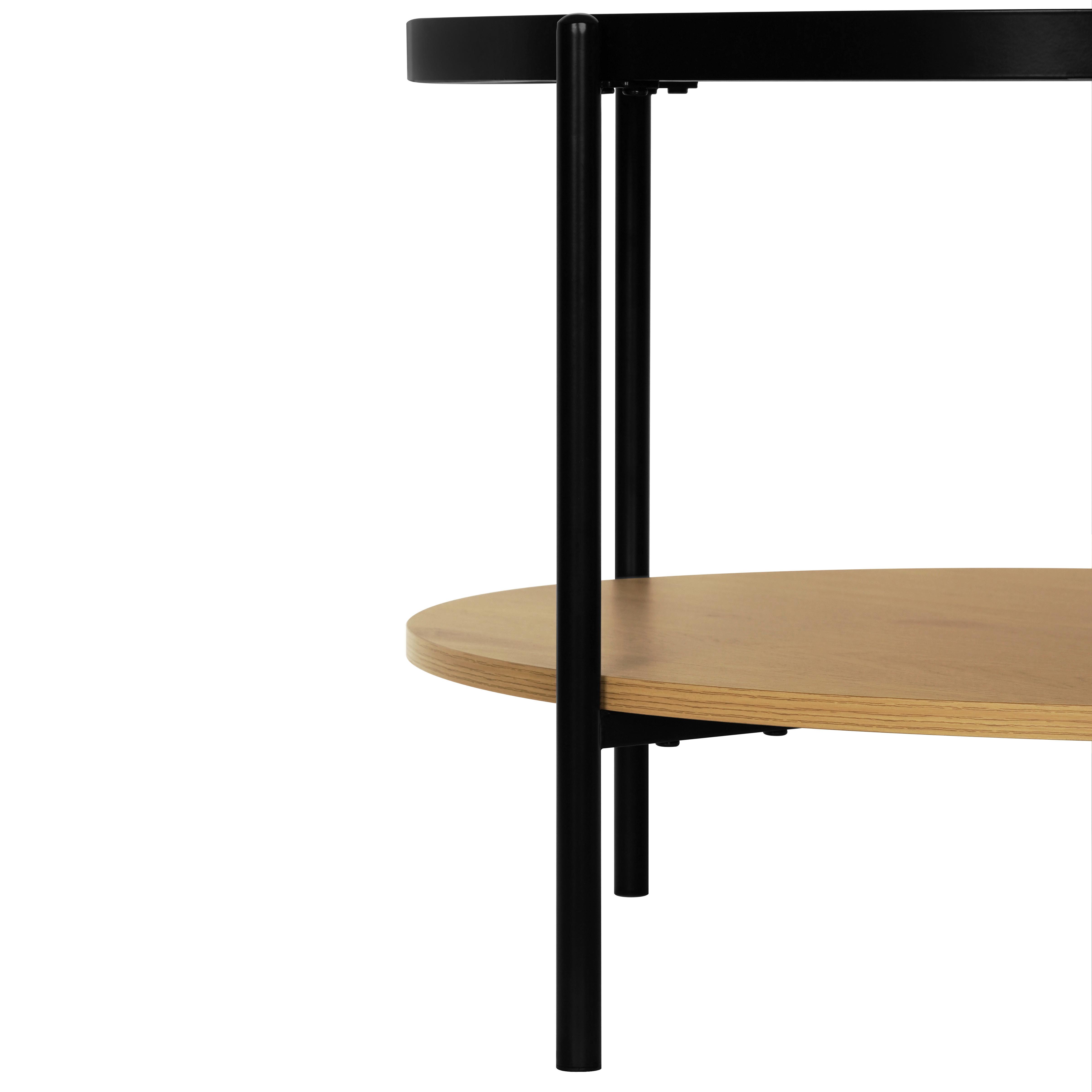 Măsuță de cafea LINEA - culoare natur/negru, Modern, sticlă/metal (74/45/74cm) - Modern Living