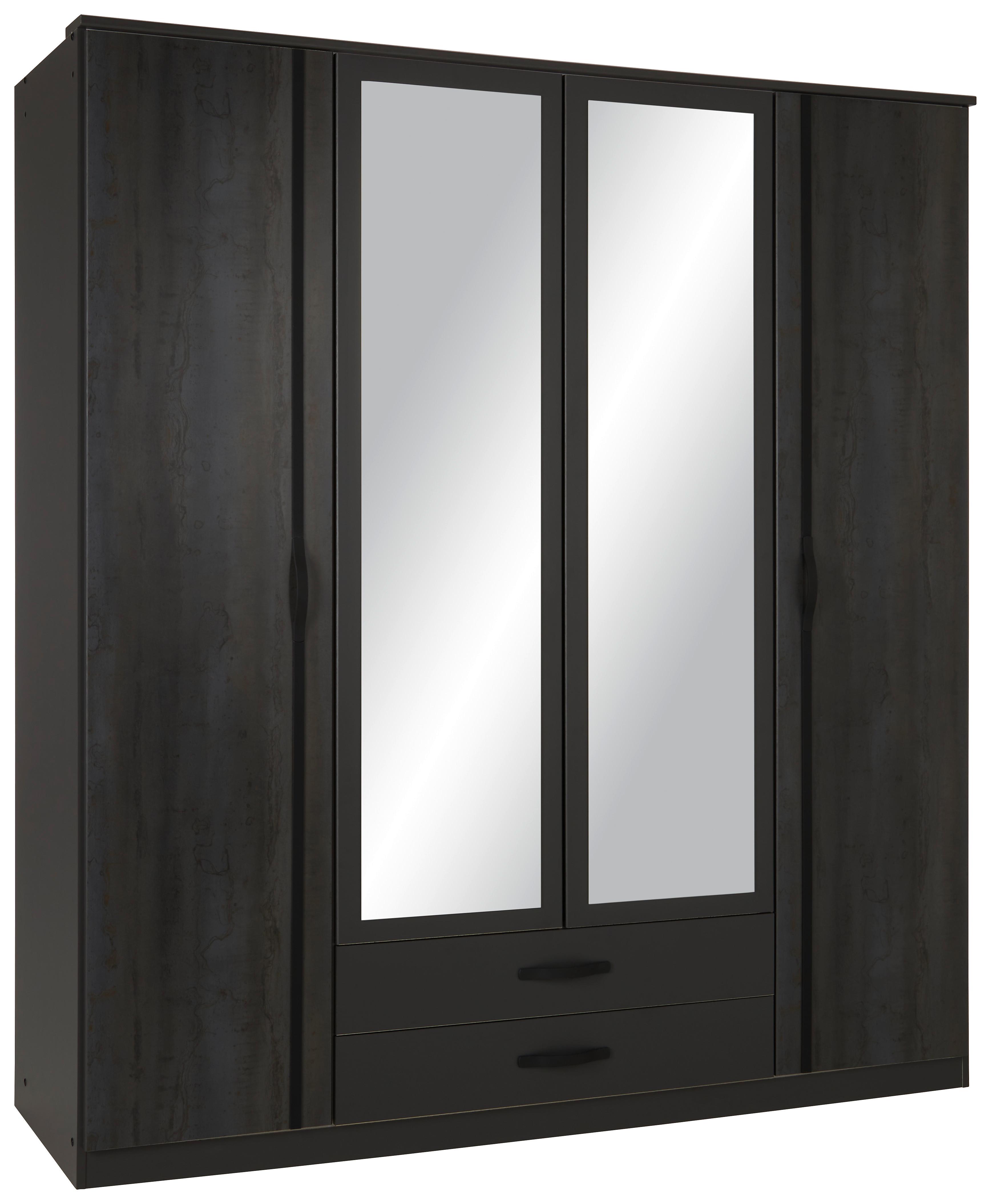 Drehtürenschrank in Graphitfarben/Schwarz - Graphitfarben/Schwarz, Konventionell, Holzwerkstoff (179/199/58cm) - Mömax