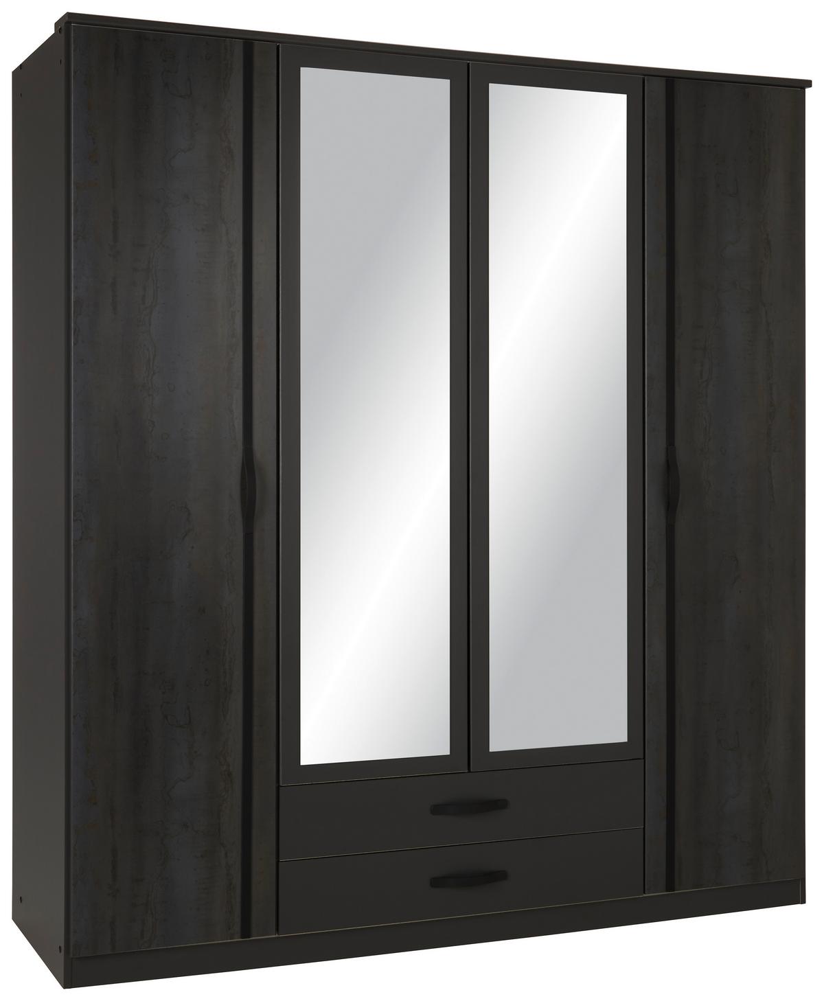 Drehtürenschrank in Graphitfarben/Schwarz - Graphitfarben/Schwarz, Konventionell, Holzwerkstoff (179/199/58cm) - Mömax