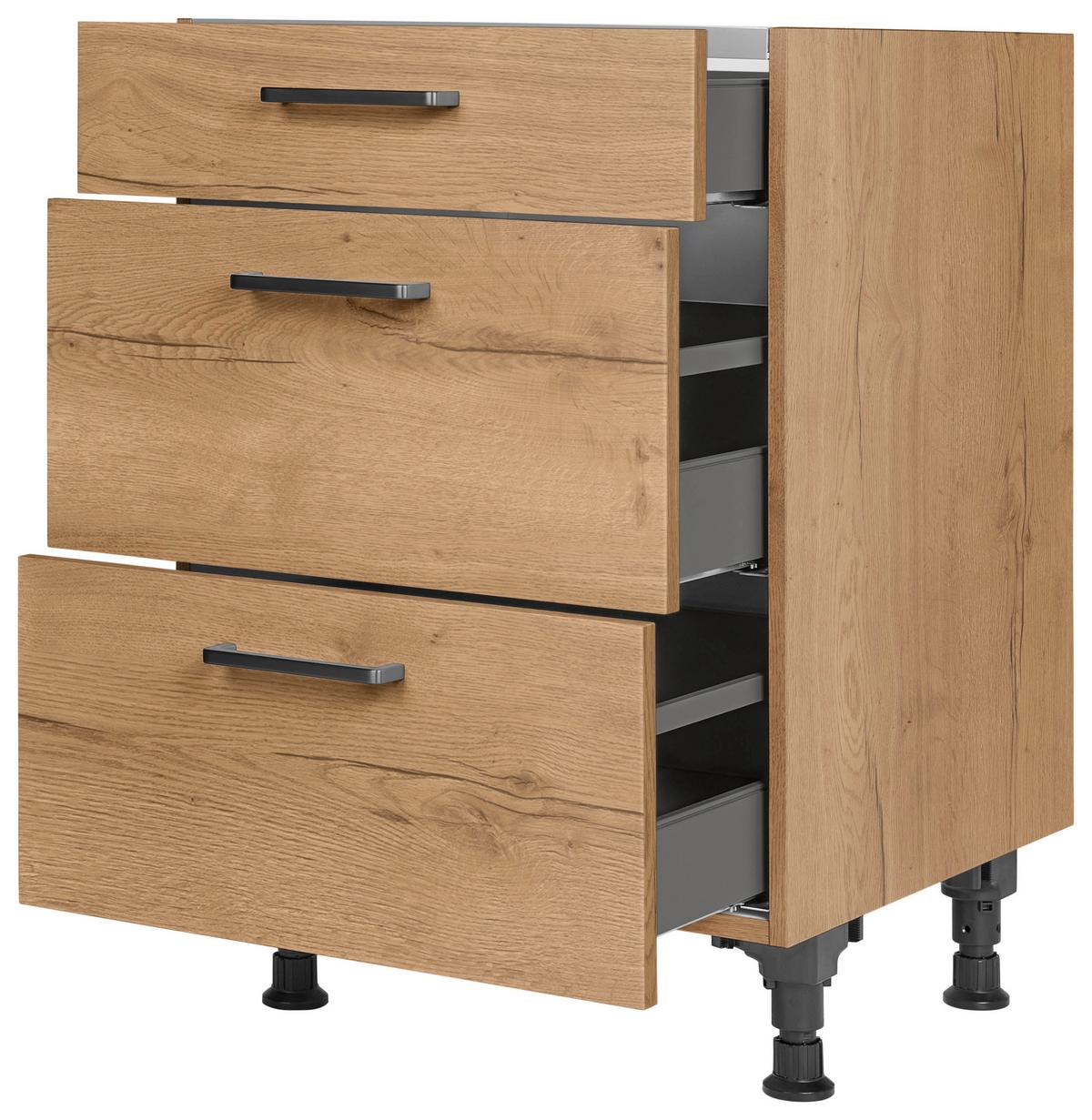 Kochfeldumbauschrank Structura Eiche - Eichefarben/Schwarz, MODERN, Holzwerkstoff/Metall (60/87/56cm) - Nobilia