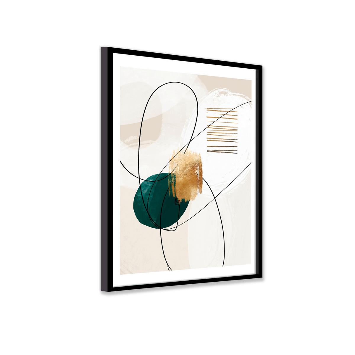 Slika Vous I - zlate barve/črna, papir/leseni material (30/40cm) - Modern Living
