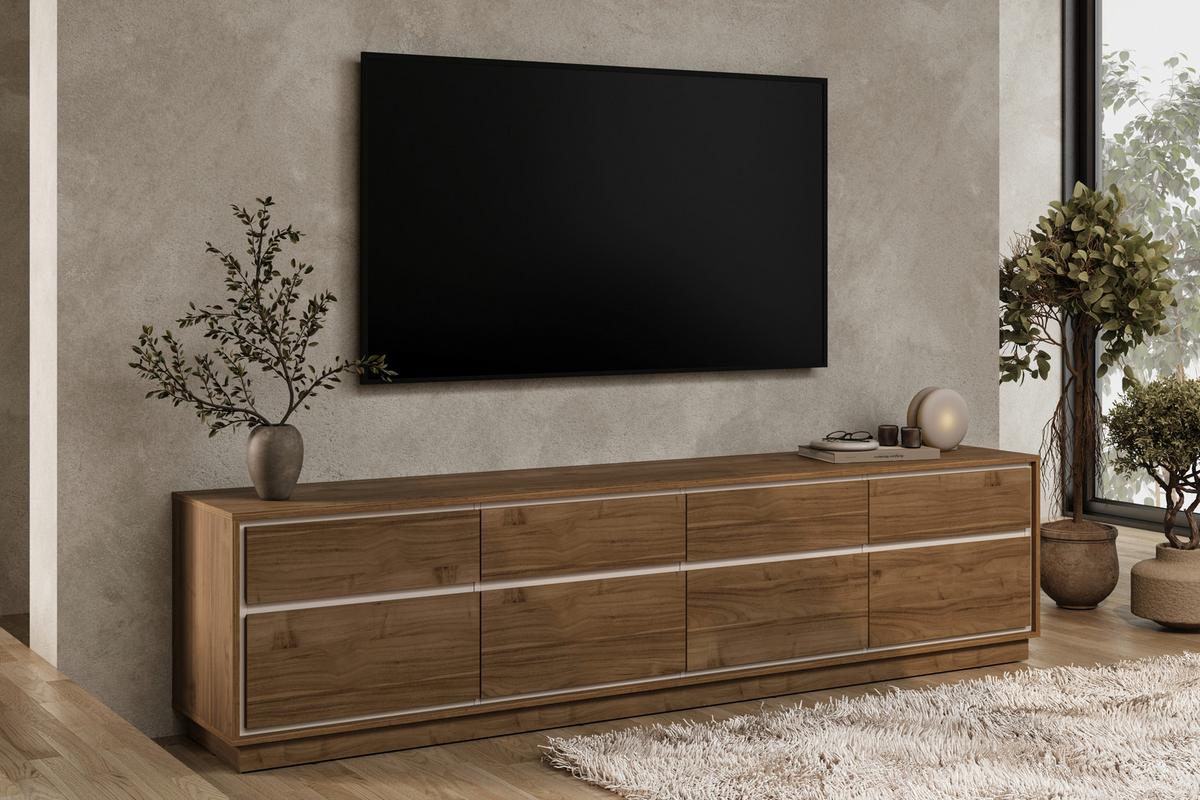 Tv Szekrény Cosme - kasmírszínű/diószínű, Modern, faalapú anyag (220/54/40cm)