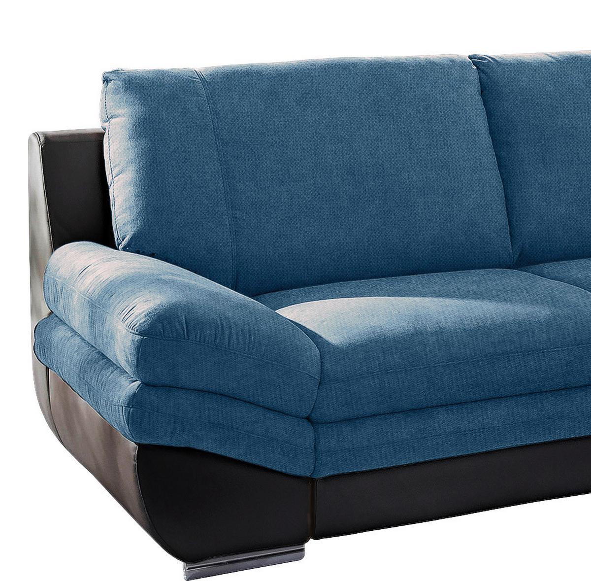 Wohnlandschaft in Blau/Schwarz ´NARDO´ - Blau/Chromfarben, MODERN, Textil/Metall (264/221cm) - MID.YOU