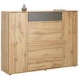 Highboard Sandeiche/Anthrazit - Sandfarben/Eichefarben, MODERN, Holzwerkstoff/Kunststoff (144,0/108,5/37,0cm) - MÖMAX modern living