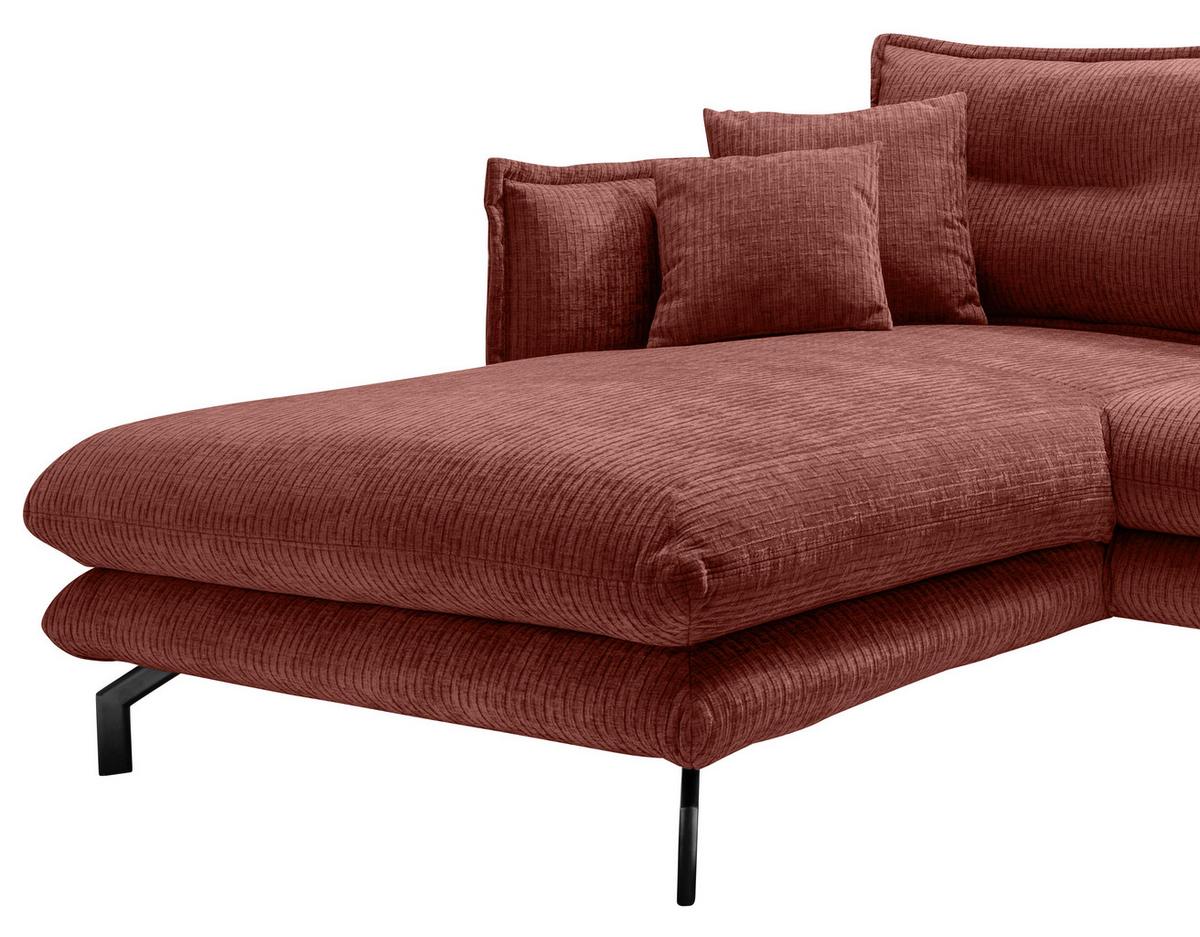 ECKSOFA LAVA - Koralle/Schwarz, Design, Textil/Metall (180/255cm) - Livetastic