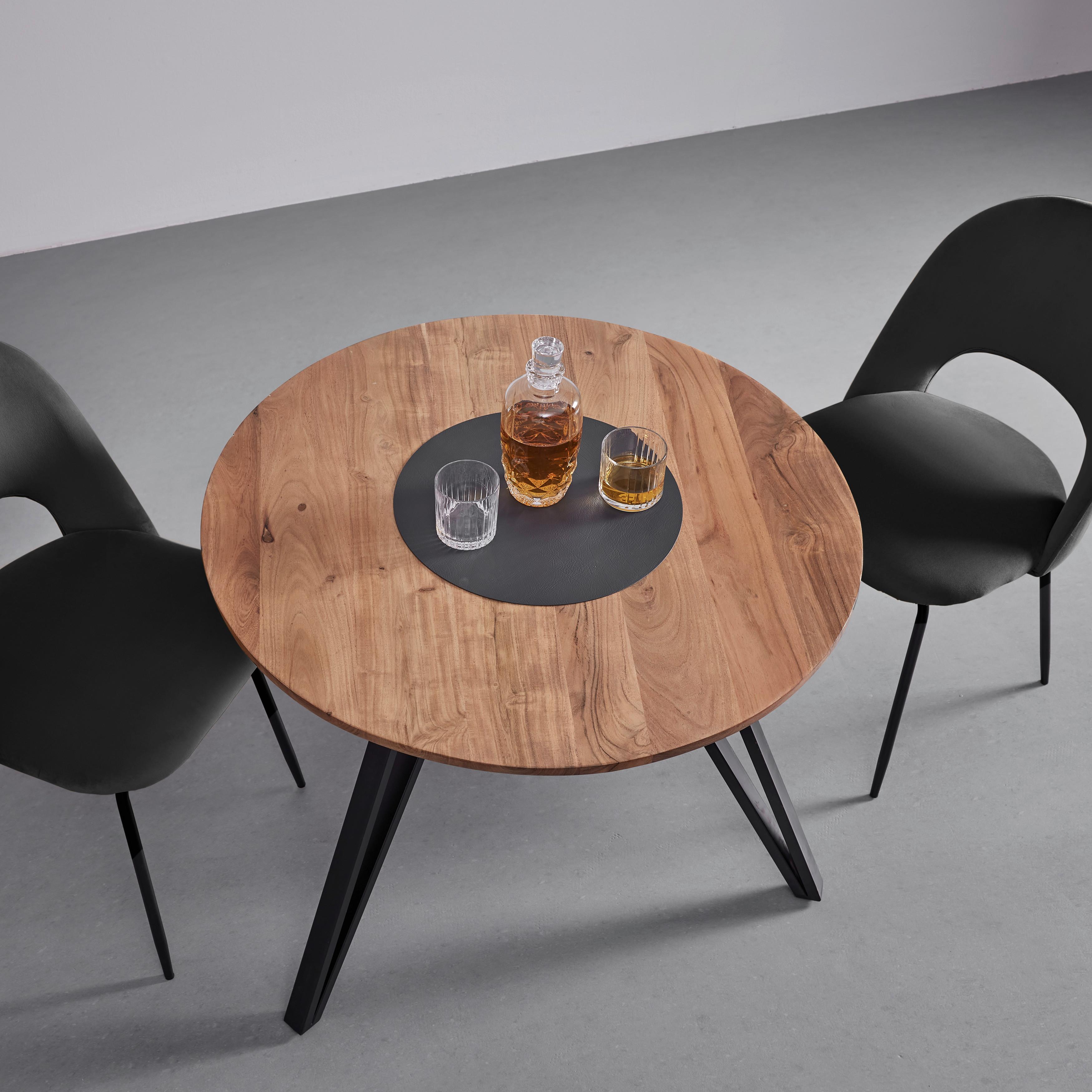 Étkezőasztal Elias - Akácia színű/Fekete, modern, Fa/Fém (90/90/74cm) - Bessagi Home