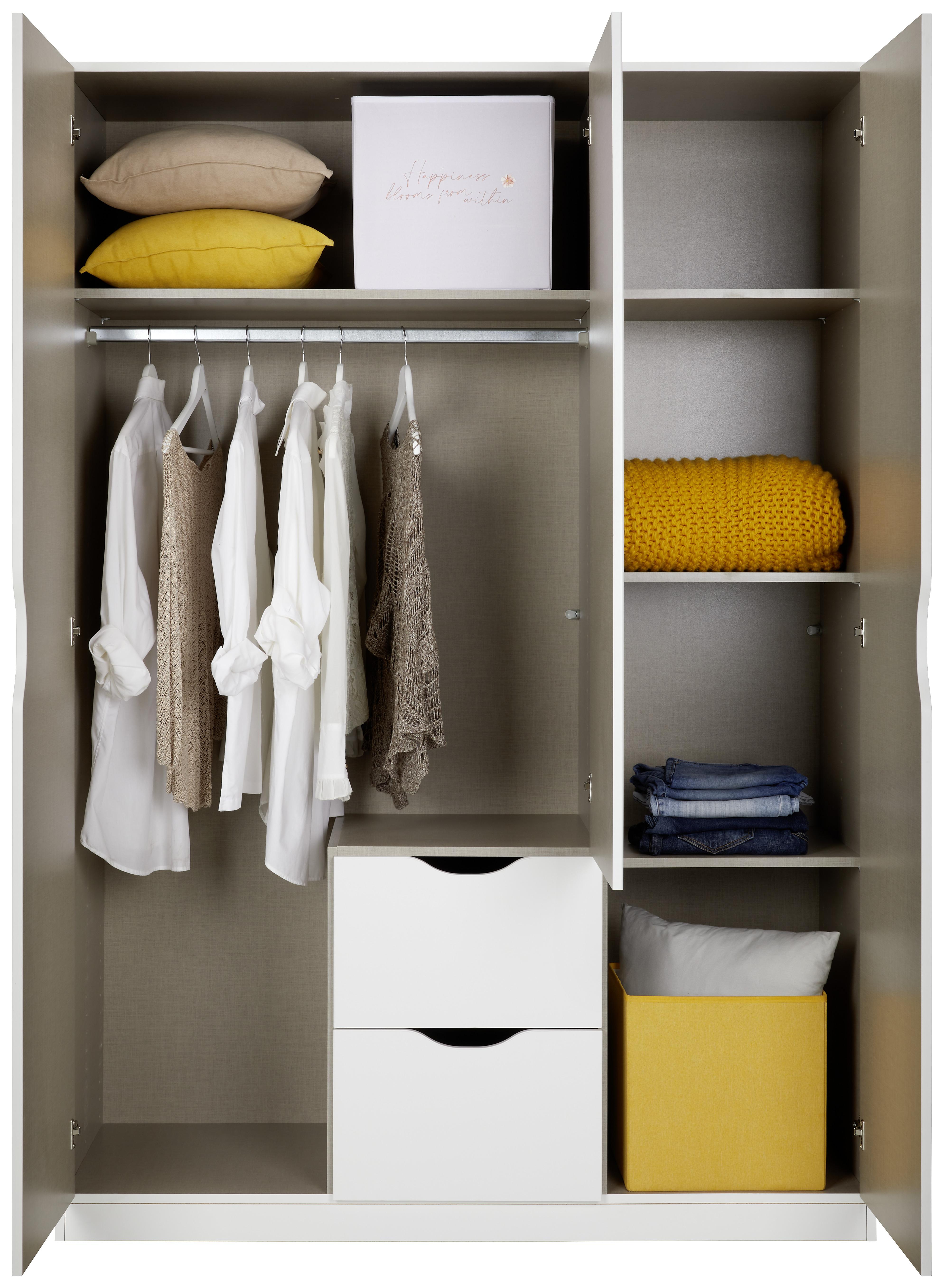 Drehtürenschrank in Weiss ca. 136x197x54cm - weiss, Holzwerkstoff (136/197/54cm) - Premium Living