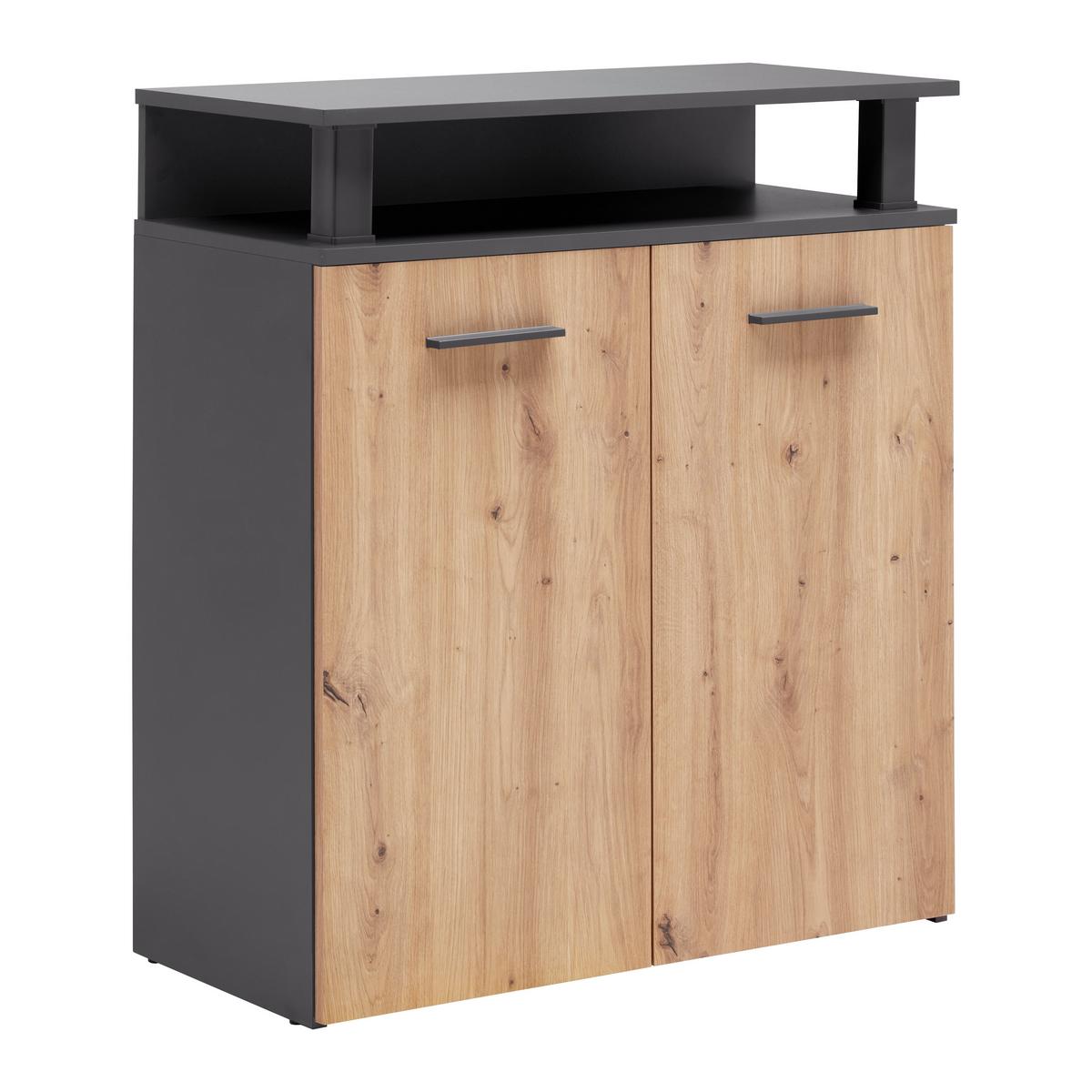 Kommode Montana Anthrazit/Eiche Artisan - Anthrazit/Schwarz, Modern, Holzwerkstoff/Kunststoff (78/90/38cm) - Mömax