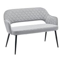Sitzbank Isabella Grau Samt Gepolstert - Schwarz/Grau, MODERN, Holz/Textil (112/78/62cm) - Bessagi Home