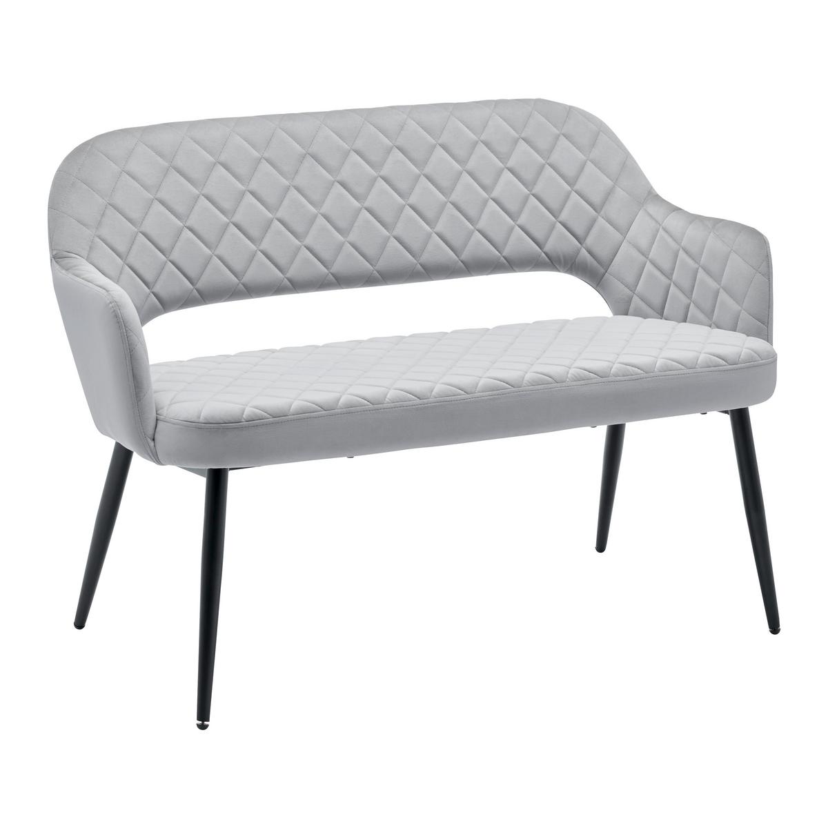 Sitzbank Isabella Grau Samt Gepolstert - Schwarz/Grau, MODERN, Holz/Textil (112/78/62cm) - Bessagi Home