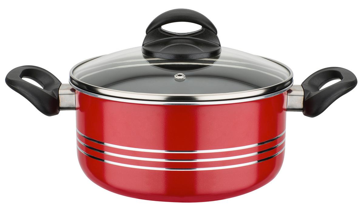 Set Posod Milano Red, 4-Delni - rdeča, Basics, kovina (16cm) - GSW