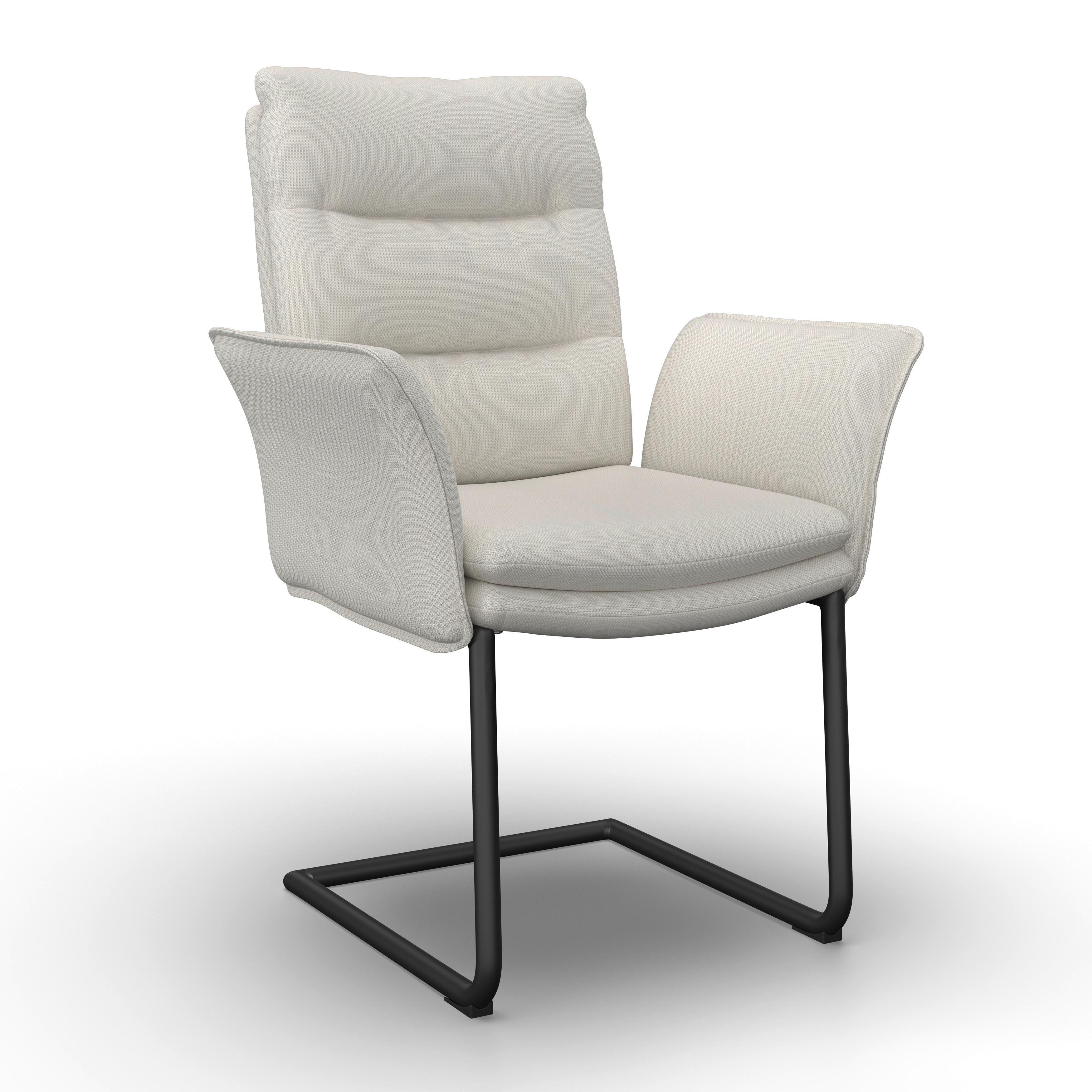 Armlehnstuhl Tonio Weiß Webstoff Gepolstert - Schwarz/Weiß, MODERN, Holz/Textil (64/64/97cm) - Bessagi Home